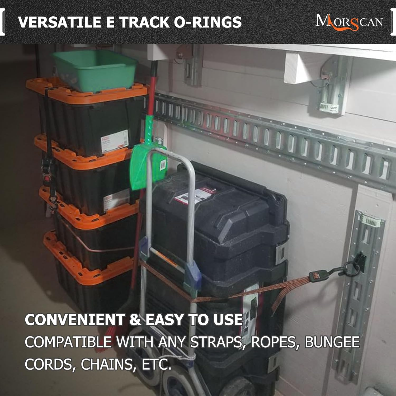 Morscan 20 Pack Steel E-Track O Ring Tie-Down Anchors W/E-Track Spring Fitting Attachments for E Track Systems Tie down Anchor Points Pickup,Cargo Van,Enclosed Trailers,Semi-Trucks Trailer Hang Tools