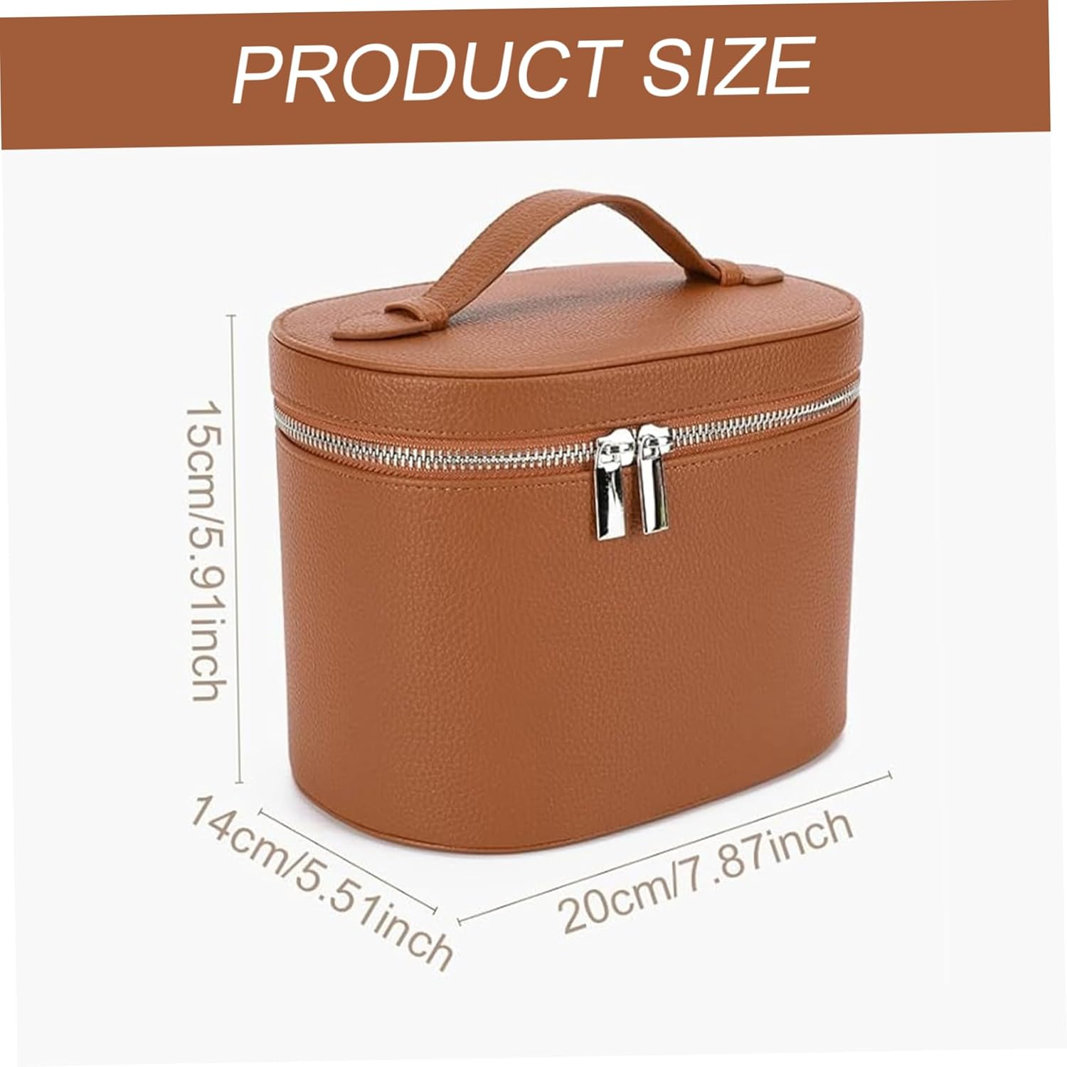 Makeup Bag, PU Leather Vanity Case with Removable Divider, Portable Cosmetic Bag with Handle and Zipper, Travel Makeup Case for Women, Vanity, with Dividers image number 1