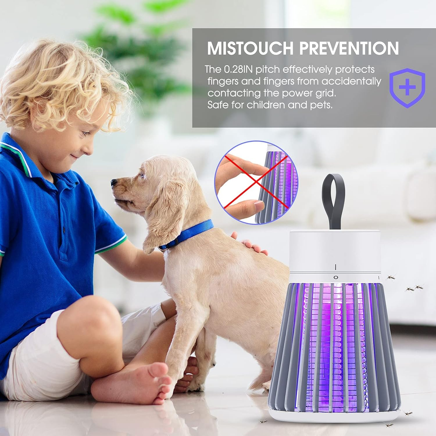 Portable Bug Zapper, LED Fly Trap with Purple Light, 6-Hour Battery Life, Indoor Outdoor Mosquito Killer, Grey image number 6