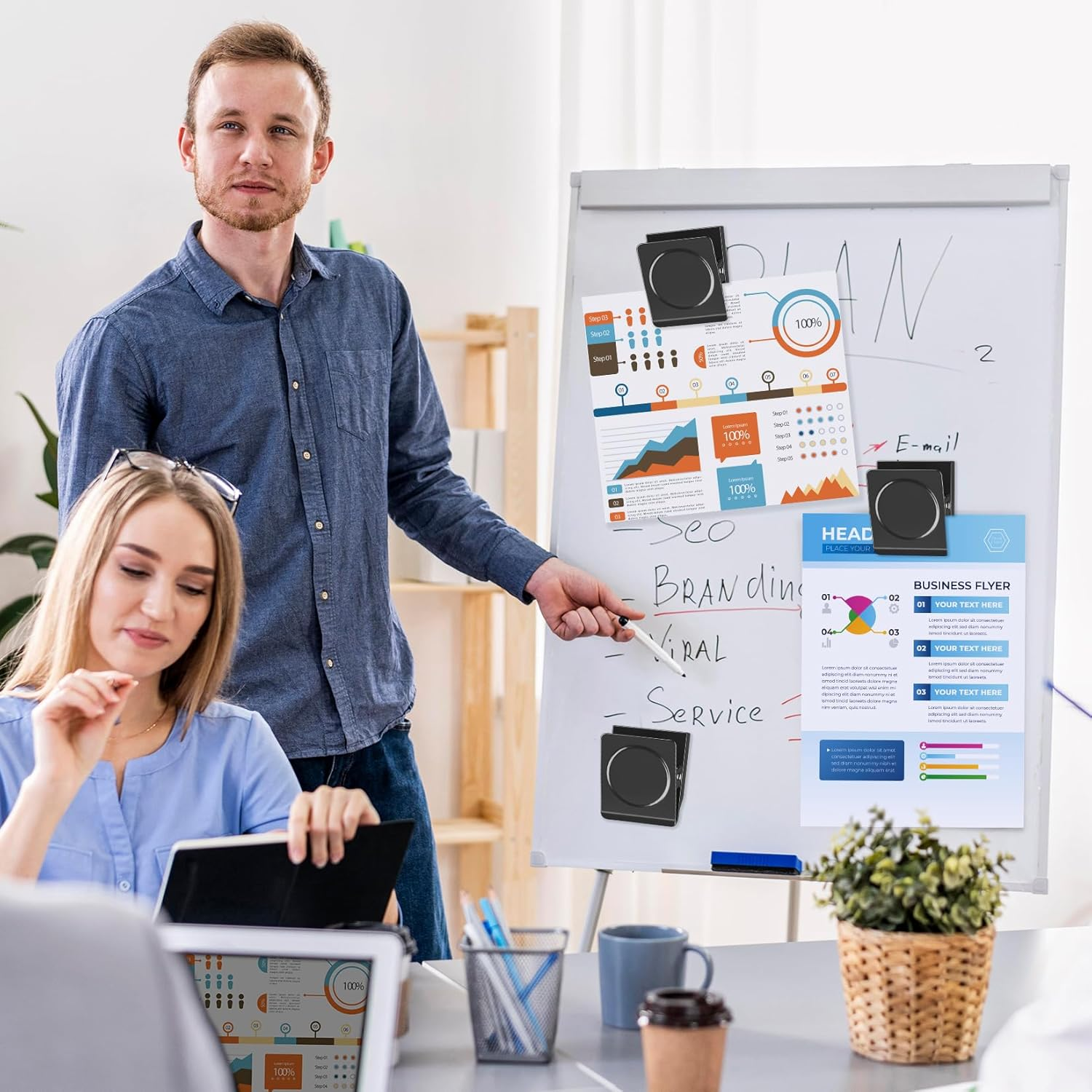 FINDMAG Extra Large Heavy Duty Magnetic Clips - 2.2 Inch, Lock Accessories, School Supplies, Strong for Classroom, Refrigerator, Whiteboard, Office (Black, 4 Pack) - Black image number 6