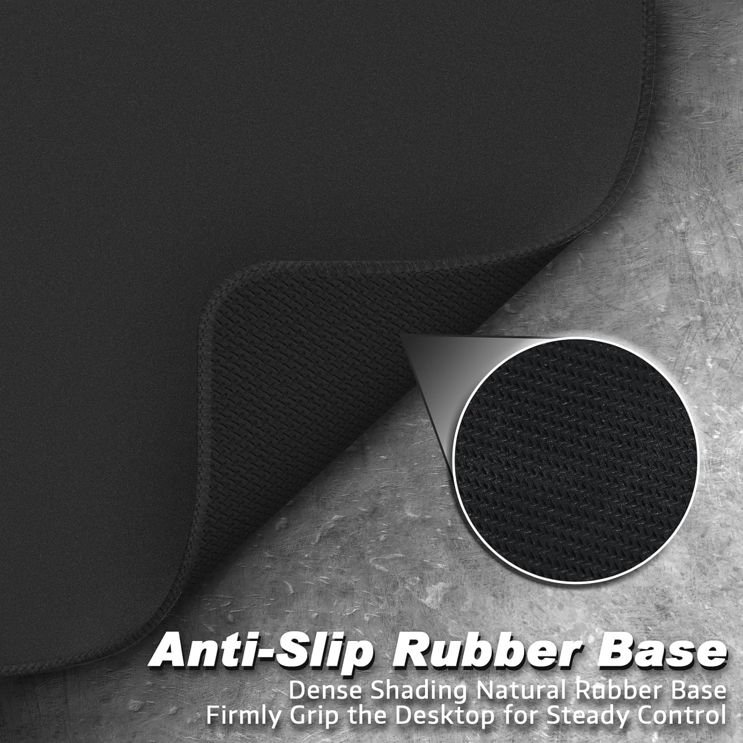 ATTACK SHARK CM02 Gaming Mouse Pad for Esports Speed Waterproof Surface Stitched Edges and Anti-Slip Rubber Base Large Mouse Pad for Gaming of 17.72&rdquo; X 15.75&rdquo; X 0.16&rdquo; (Black) - Black image number 4