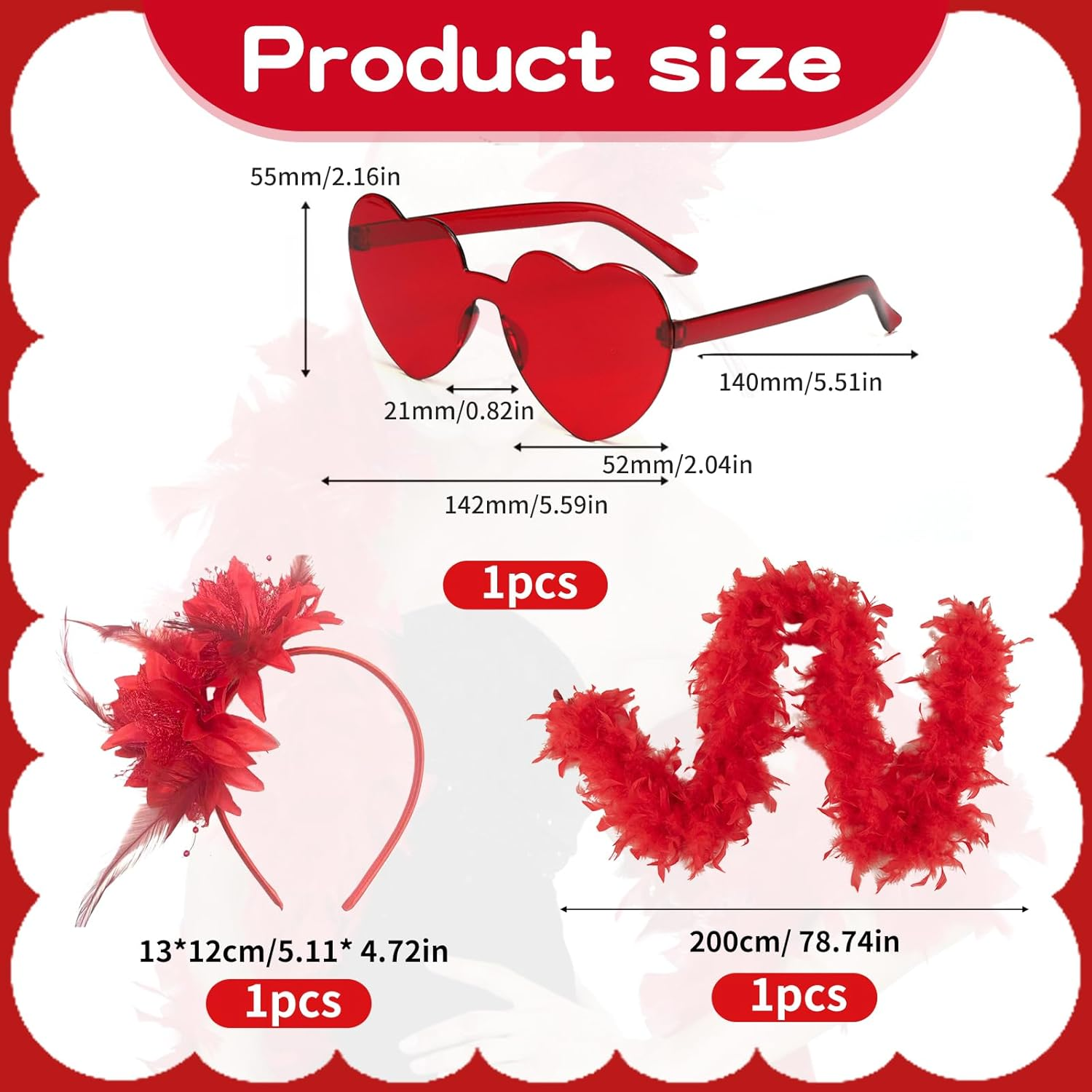 PMELCXD Women'S Feather and Carnival Headband &ndash; Women'S Hair Accessories and Dress Years with Red Headband, Accessories Years Woman Carnival Style image number 5