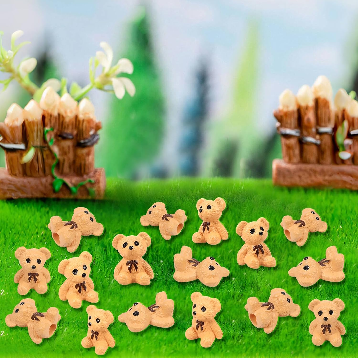 50 PCS Mini Resin Animal Figurines Tiny Bears Small Animal Figurines Perfect for Fairy Gardens, Plant Decorations, and Car Accessories image number 5
