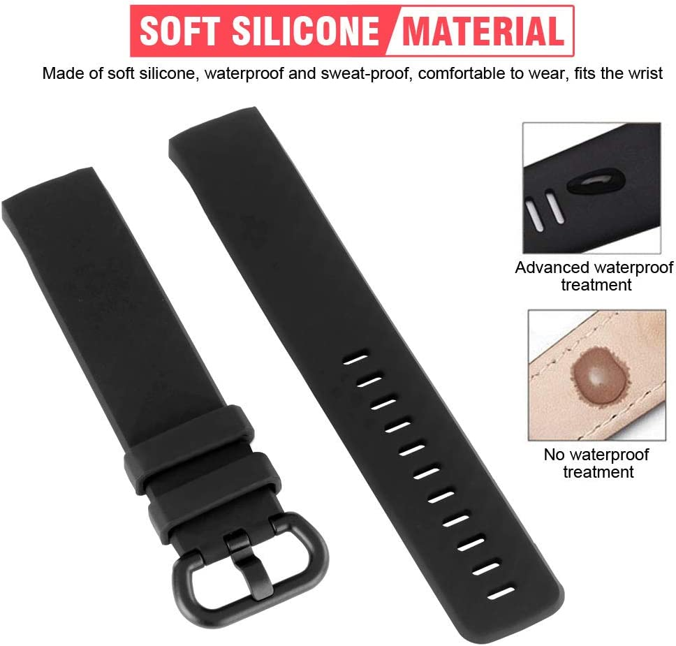 T Tersely Replacement Bands for Fitbit Charge 4/3,Charge 4 SE/3 SE Fitness Activity Tracker, Silicone Fitbit Charge 3/3 SE Waterproof Sport Band Strap Bracelet Fitness Wristband image number 1