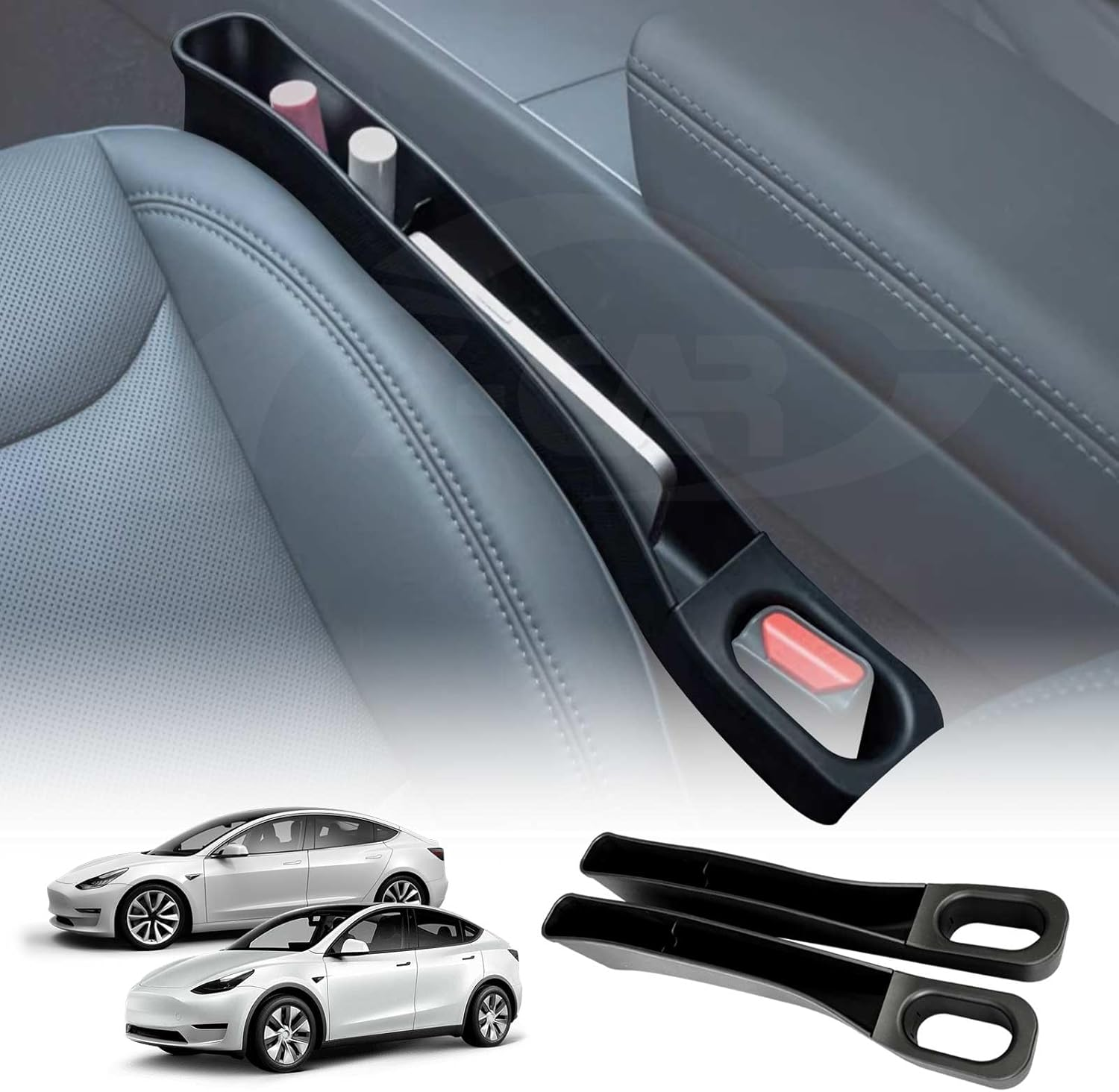 X-CAR Car Seat Gap TPE Filler Box Organizer for Tesla Model 3 2017-2023 and Model Y 2021-2025 Extra Console Side Storage Accessories image number 4