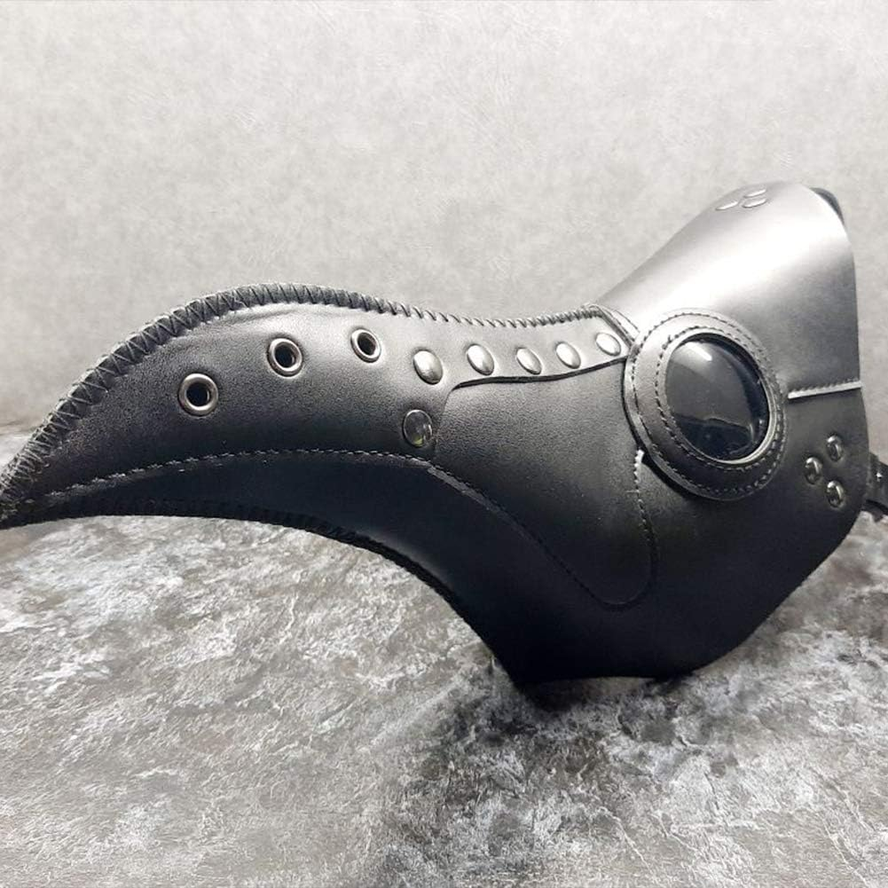 Black Leather Plague Doctor Mask Long Nose Bird Beak Plague Mask Steampunk Halloween Costumes Props Mask for Adult image number 1