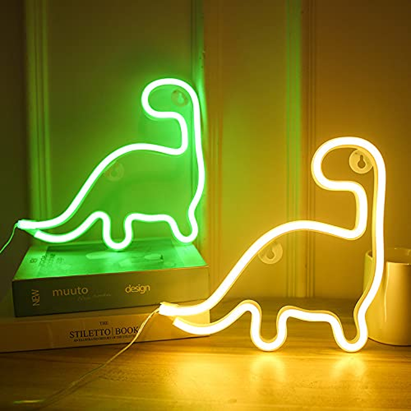 ENUOLI Dinosaur Neon Light Cute LED Neon Sign Green Neon Light Usb&Battery Powered Wall Neon Light Dinosaur Night Light for Kids Bedroom Decor Light up Dinosaur Gifts for Party Xmas Bar image number 3