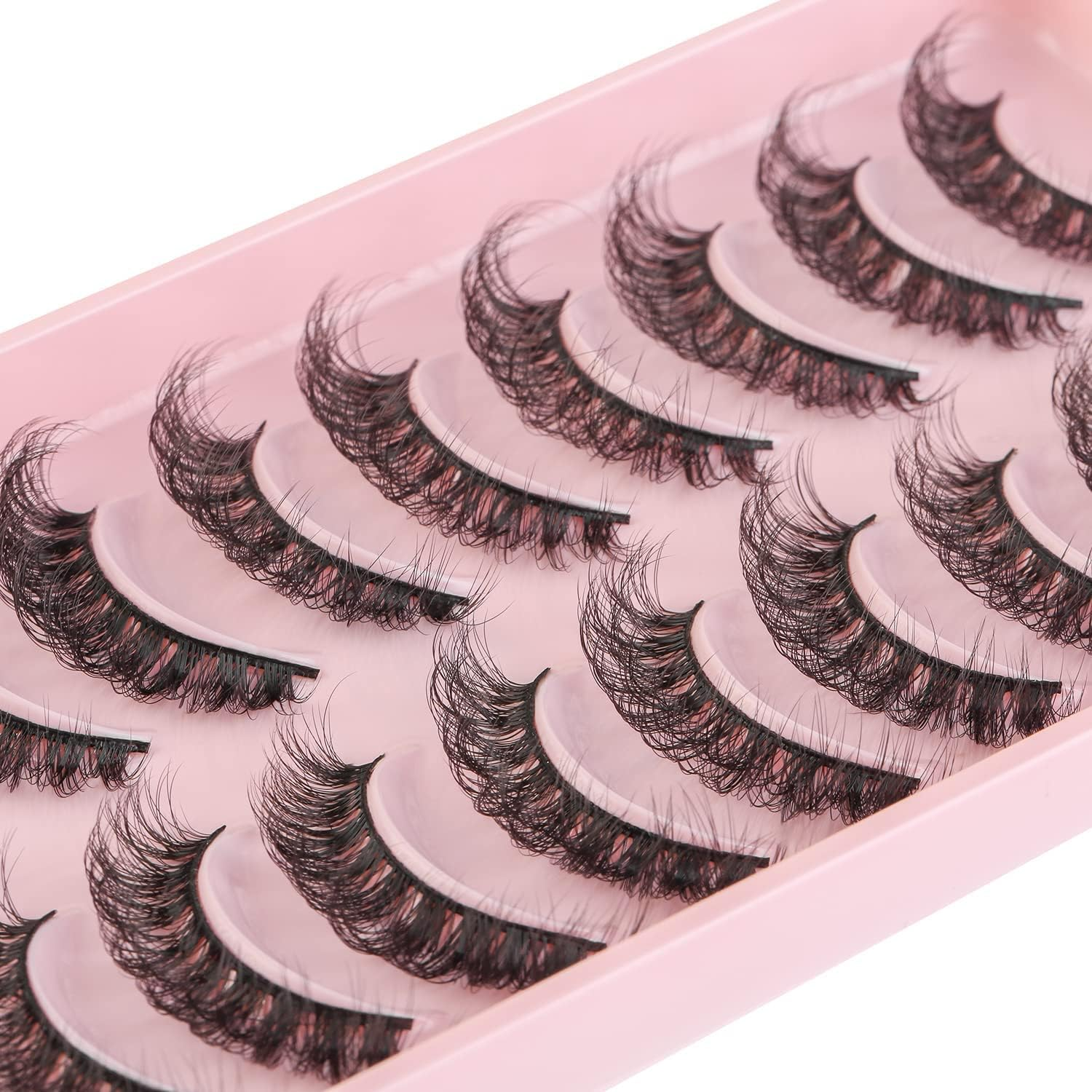 Eyelashes Russian Volume Strip Lashes Natural Wispy D Curly False Eyelashes Look like Extensions 10 Pairs (AB036) image number 5