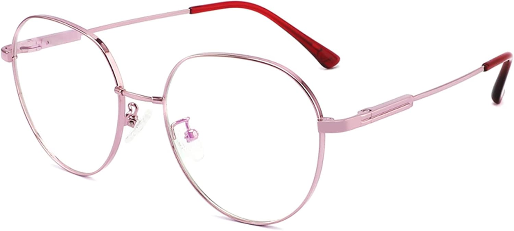 Reading Glasses for Women with Flex Memory Titanium, Blue Light Filter Glasses, Reading Aid, 0~4 Diopters, anti Blue, Cute, Round, High Definition, High Transparency, Black/Purple MT-003-W