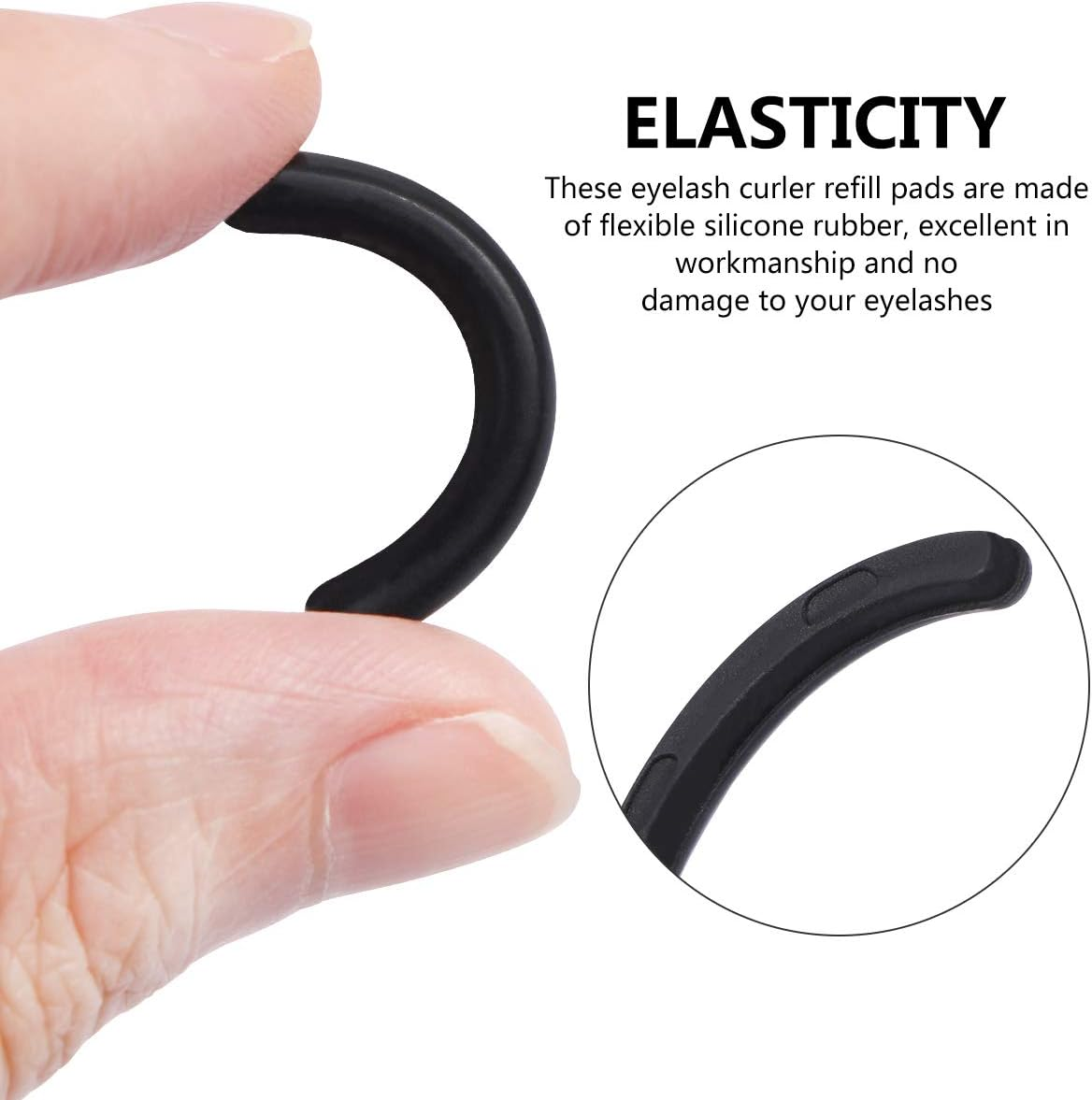 Curler Refills Eyelash Curler Refill Pads Silicone Rubber Curler Replacement Refills Pads for Universal Eyelash Curler with a Clear Storage Box, Black, 12 Pcs image number 3