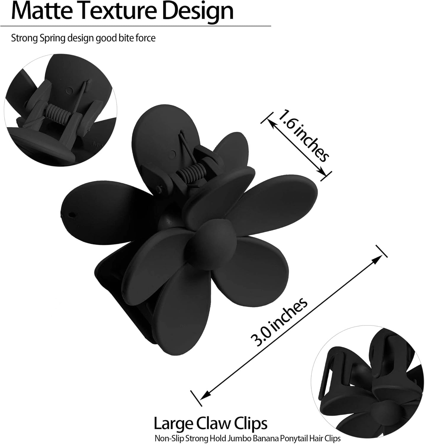 OWIIZI Jumbo Claw Clips for Thick Hair 6PCS Flower Hair Clips Large Strong Hold Cute Matte Claw Clips 6Colors Hair Barrettes for Women Girls