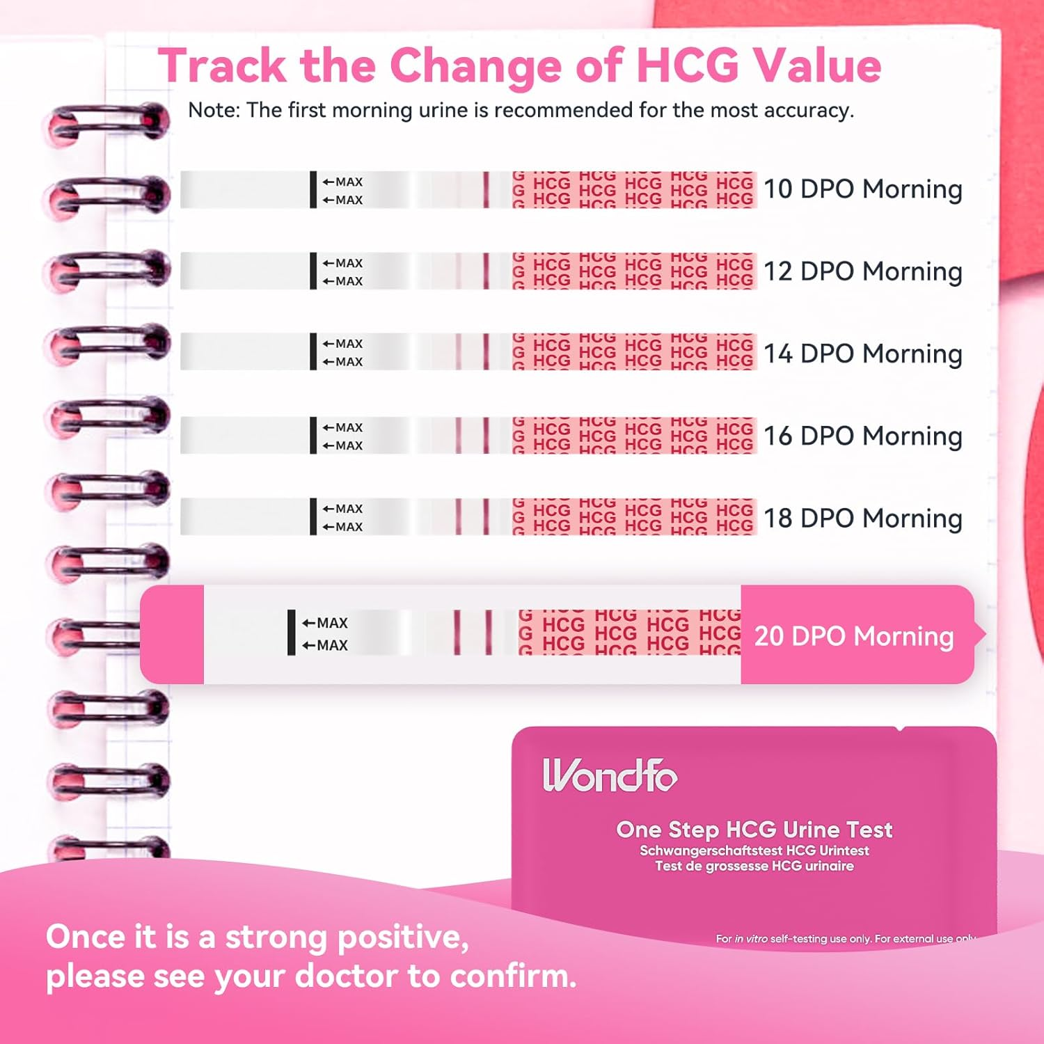 Wondfo Pregnancy Test Strips, Early Detection 10Miu Sensitive, 20 Pack image number 1