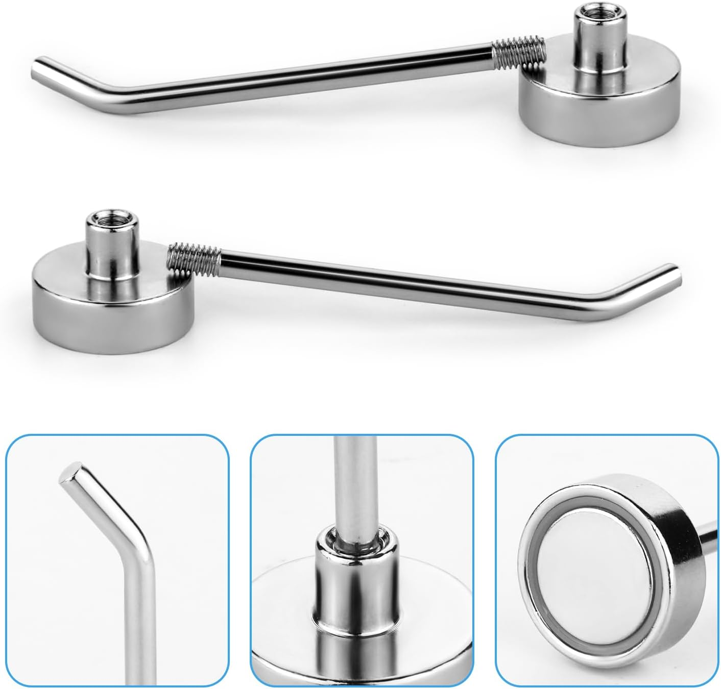 6Pcs Magnetic Hooks, 1.7 Lb Heavy Duty Magnet Hooks 3 Inch Long Magnetic Hooks for Hanging Strong Magnetic Hanger for Cruise Cabins, Towel, Grill, Fridge, Kitchen, Garage, Workplace (Silver) image number 2