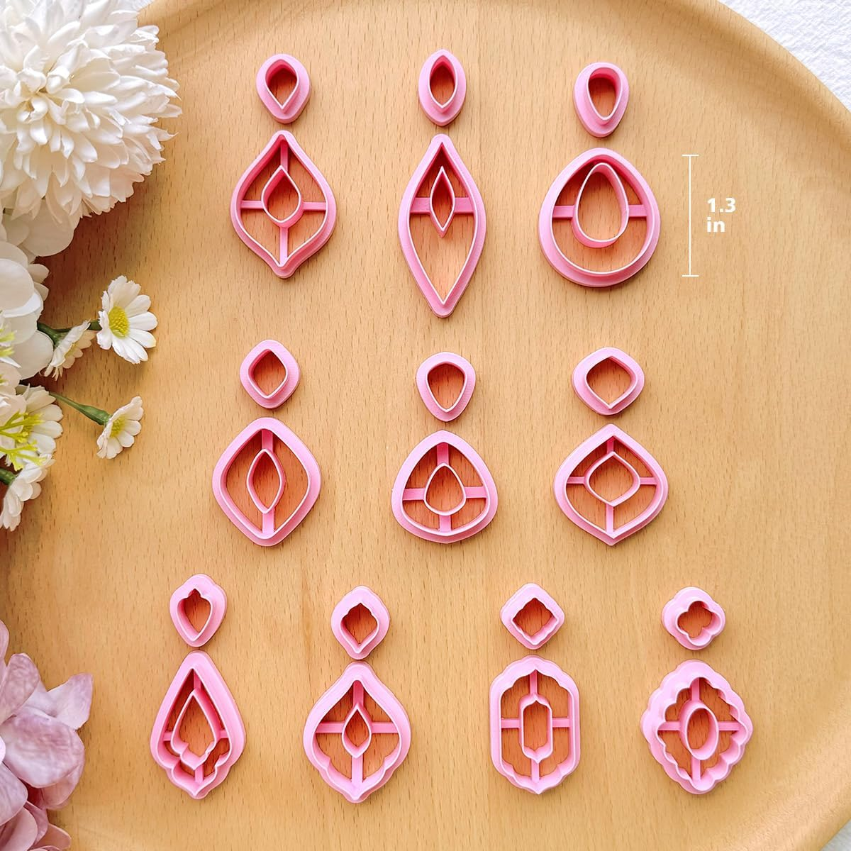 Keoker Clay Cutters, Organic Polymer Clay Cutters for Earrings Making, 20 Shapes Floral Polymer Clay Cutters, Studs Clay Cutters for Polymer Clay Jewelry (A+B)