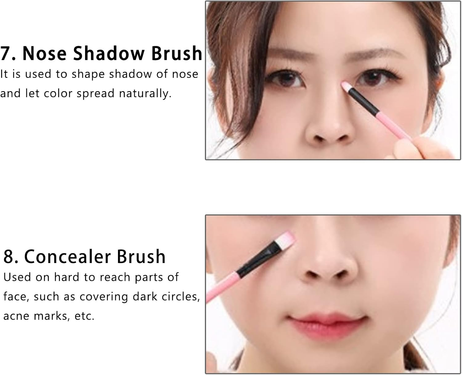 Cosmetic Brush, Slender Fiber Bristles Blush Brush Makeup Brush Set for Daily Makeup image number 4