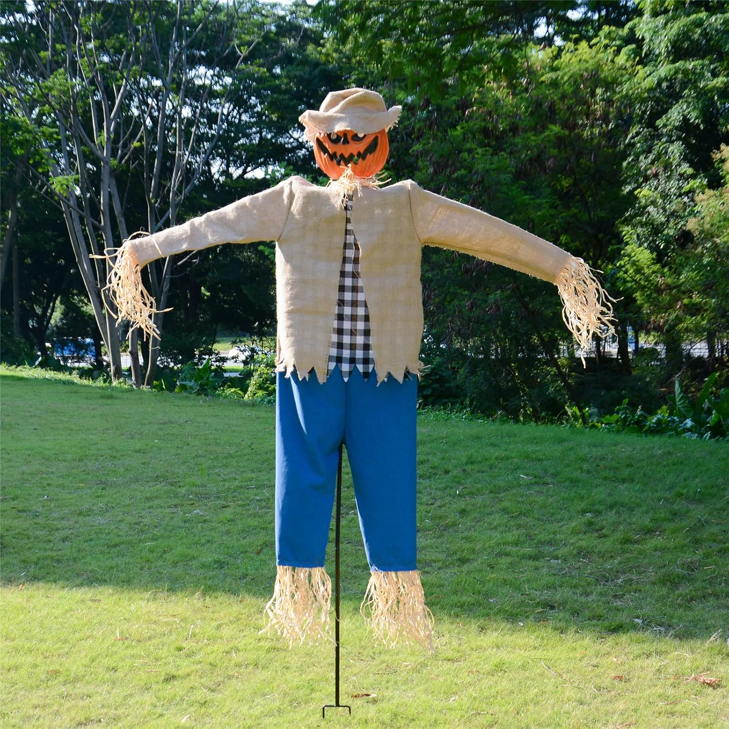 Larpgears Halloween 7.5 Feet Height Pumpkin Scary Scarecrow Ghost Decorations for Outdoor with Metal Stand Scarecrow Ghost Decor Flying Halloween Decorations for Garden and Yard image number 2