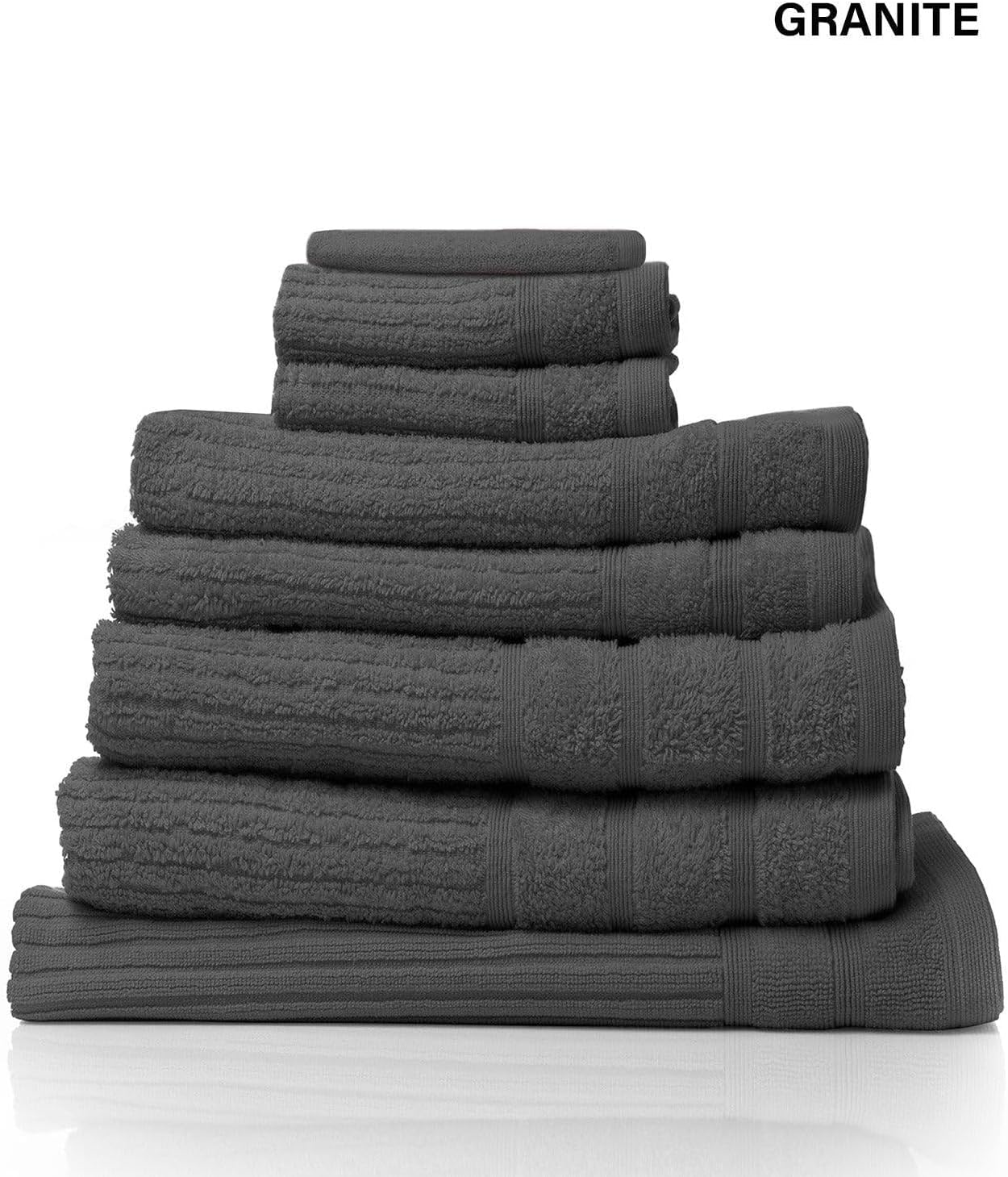 Royal Comfort Luxury Bath Towels Set Egyptian Cotton 600GSM Ultra Soft and Absorbent - 2 X Bath Towels, 2 X Hand Towels, 2 X Face Towels, 1 X Bath Mat, 1 X Hand Glove (Granite, 8 Piece Set) image number 4