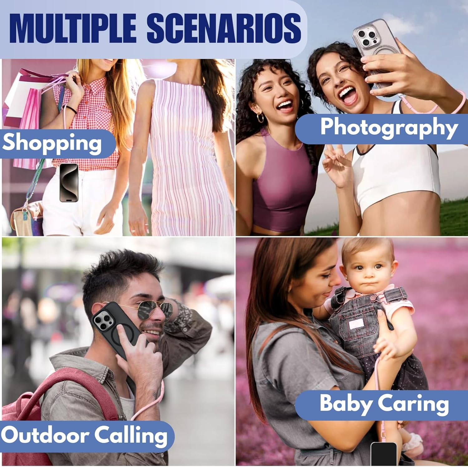 Phone Lanyard, 1 Pack Adjustable Cell Phone Lanyard Strap, Hand Wrist Strap with Tether Tabs for Smartphones image number 6