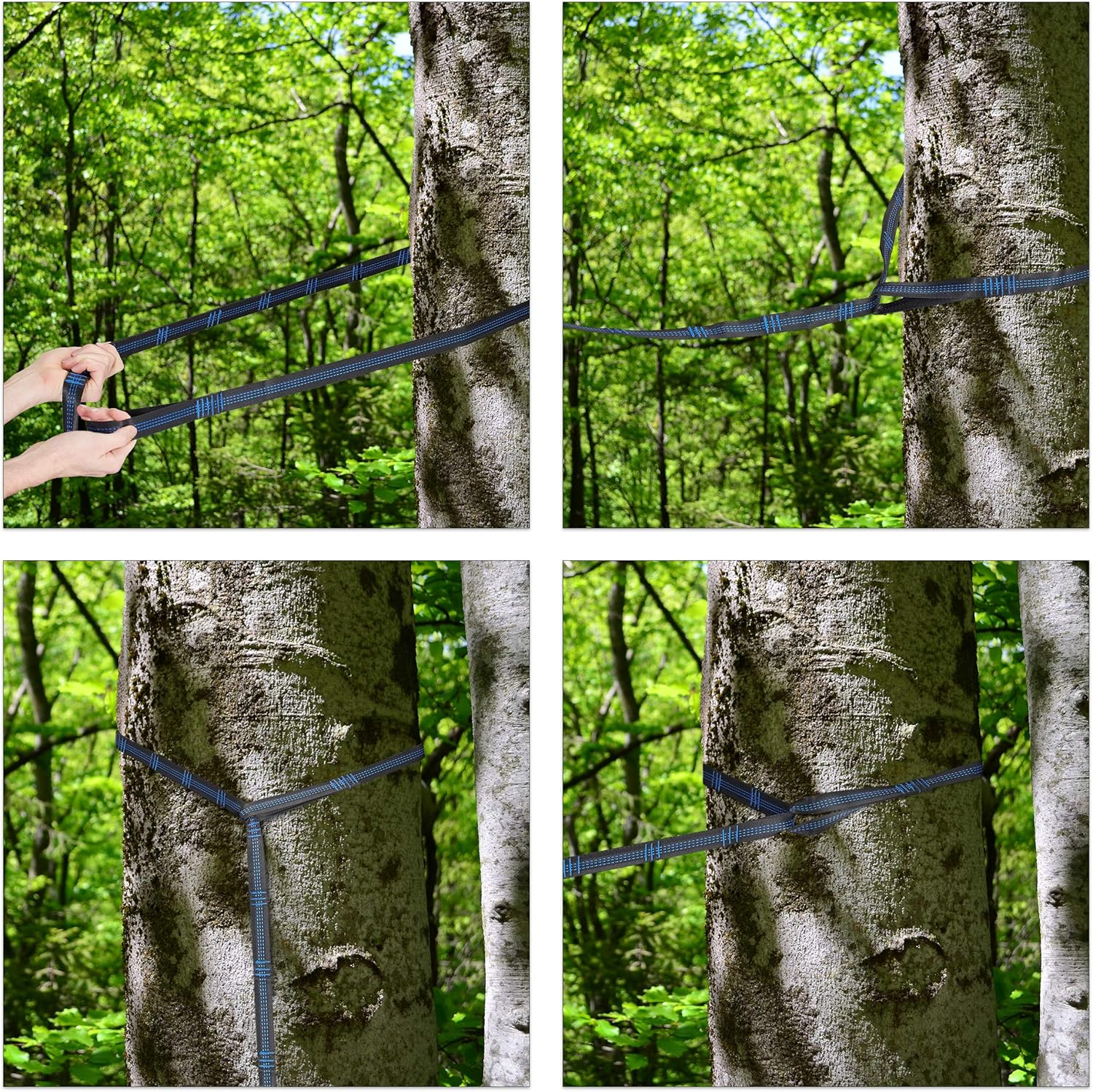 Relaxdays Hammock Straps, Hanging Suspension Swing Kit, Garden & Outdoor, Holds 200 Kg, 2 X Snap Hooks & Straps, Black image number 5