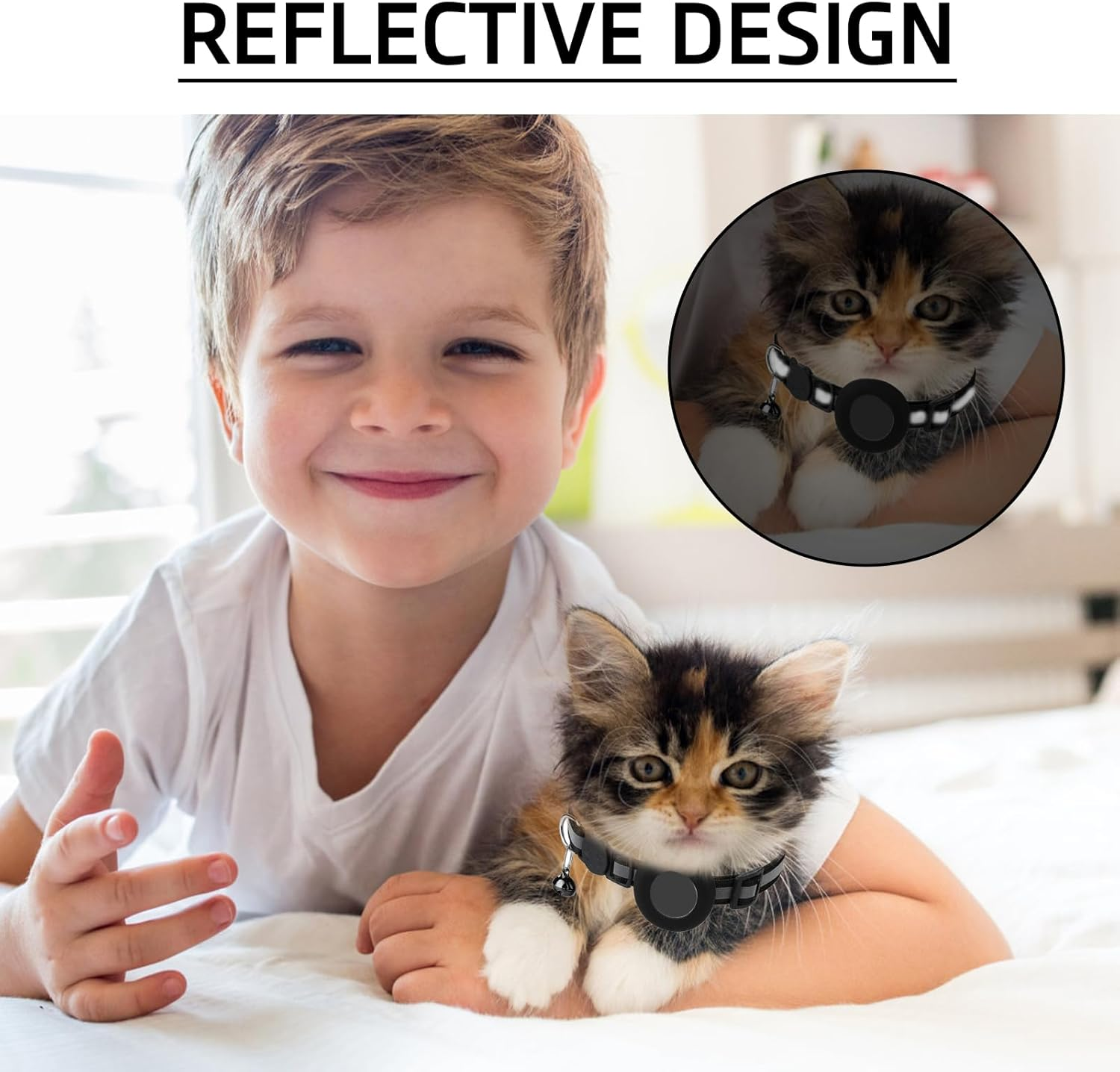 GPS Luminous Reflective Pet Cat Collar - Safety Buckle Collar anti Choke Comfortable and Secure Collar with Bell Anti-Lost Nylon Adjustable Size image number 3