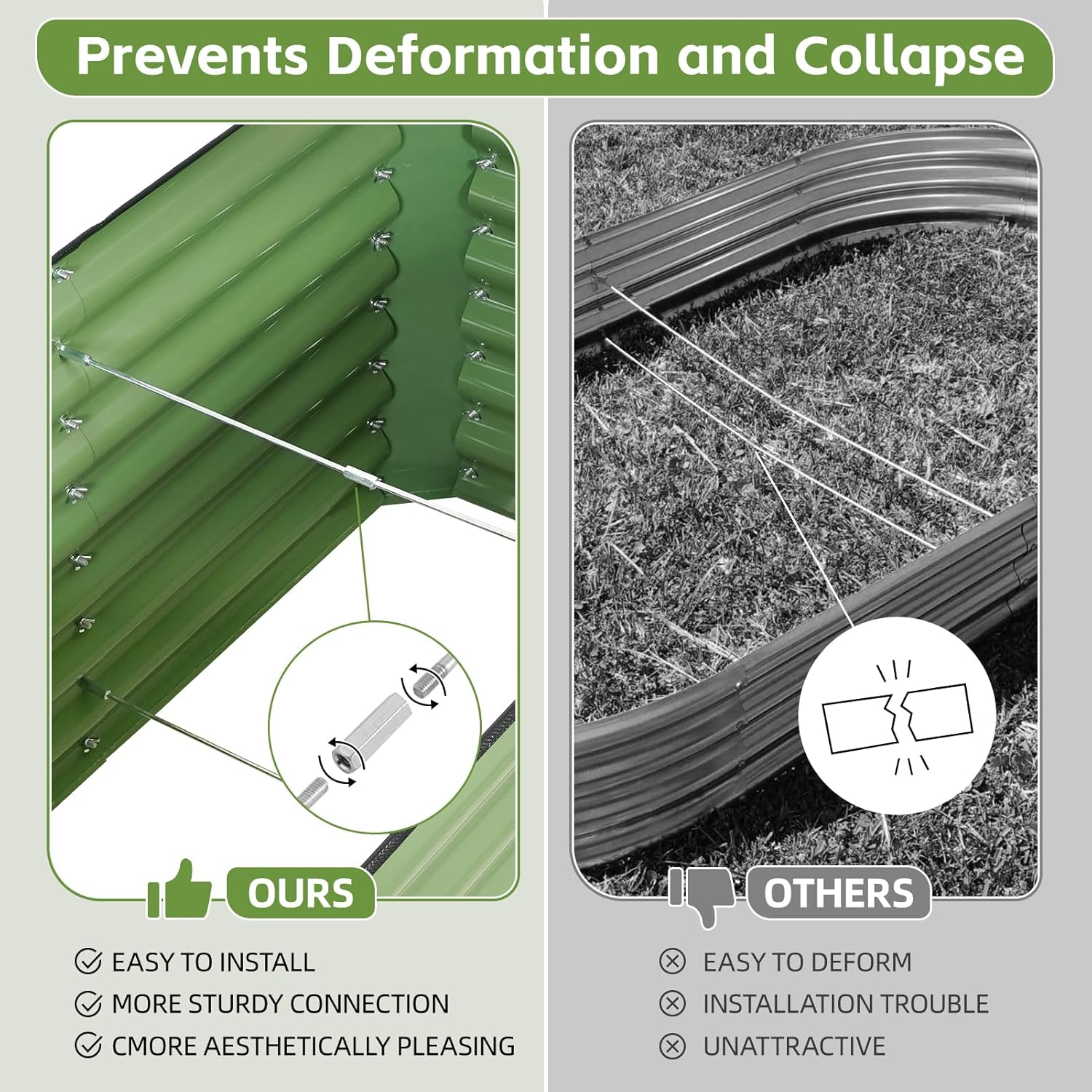 WILLOW WEAVE 4X2X2 Ft Raised Garden Bed - Galvanized Deep Root Planter Box for Outdoor Gardening of Vegetables, Flowers, Herbs, and Succulents with Wing Nuts and Safety Edges - Olive Green image number 1