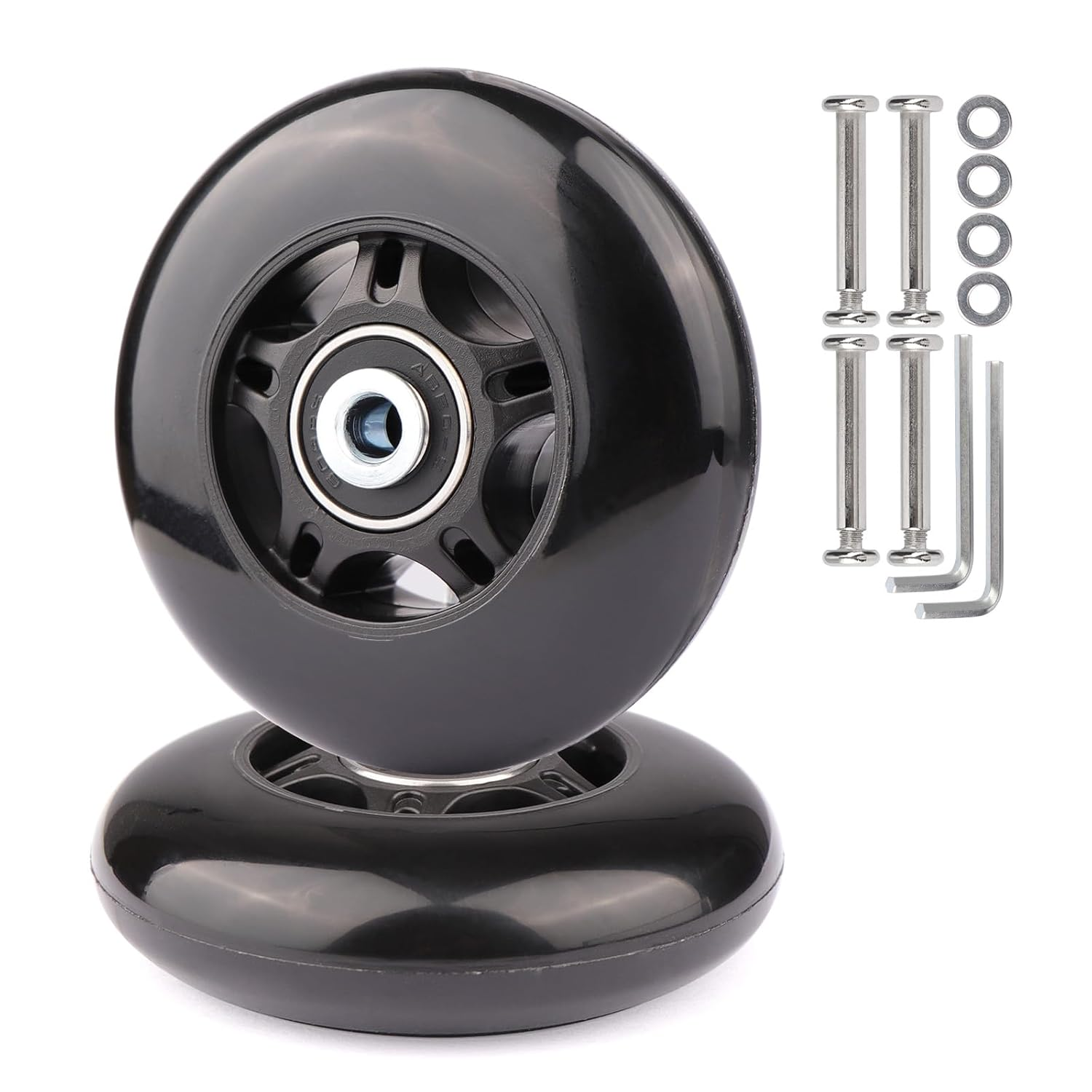 Gladder Luggage Suitcase Replacement Wheels Silent PU Caster Inline Wheels W/Abec7 608-2RS Bearings 6Mm Axles Washer Universal Repair Kit (80X24Mm) image number 5