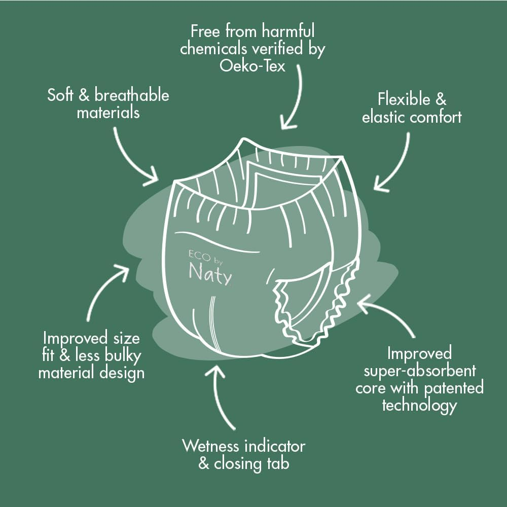 Eco by Naty Pull on Pants, Size 5, 4 Packs of 20 (80 Count)