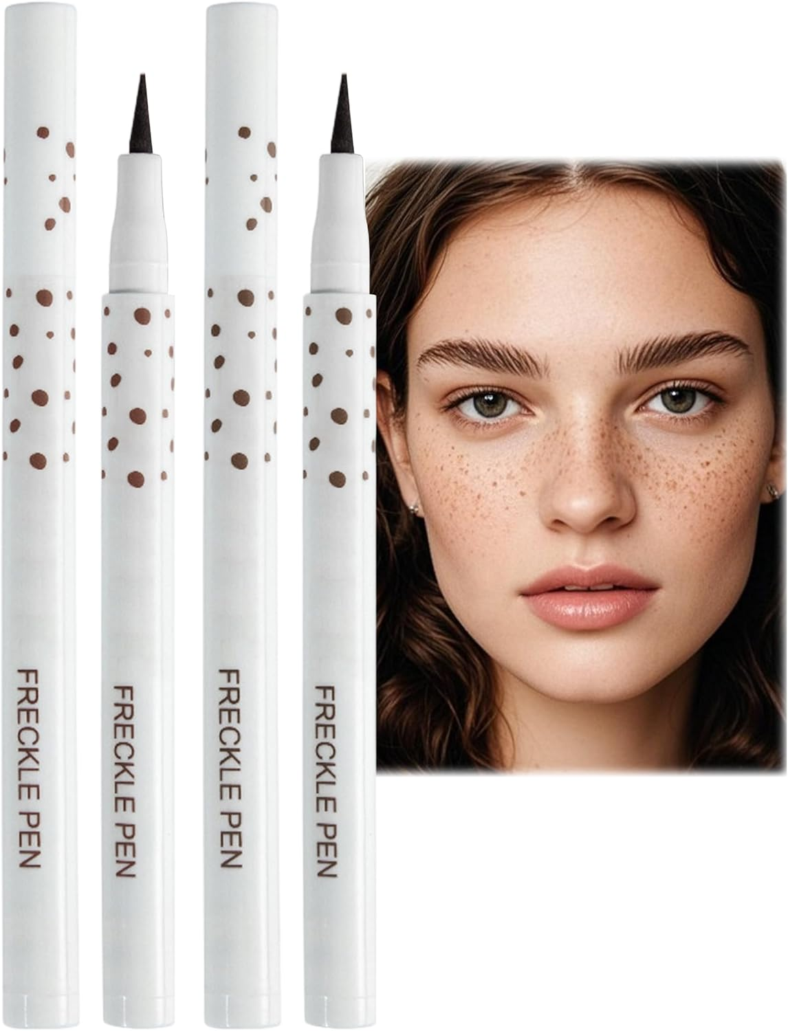 Erinde 2 Colors Natural Freckle Pen, Face Freckle Makeup Tool, Waterproof Long Lasting Quick Dry Freckles Tattoo Marker for Natural Sunkissed Makeup #02+#03