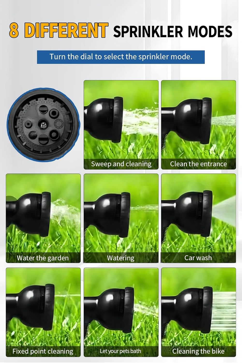 ZAOZAOLLND Garden Hose, 75/50Ft Expandable Garden Hose, with 8-Pattern Nozzle, 1/2' & 3/4' Convertible Connectors, Lightweight and Easy to Store (Black, 22M) image number 2