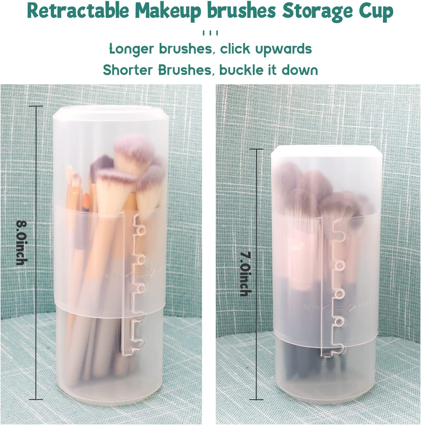 OCHEAL Retractable Makeup Brush Holders, Brushes Organizer Plastic Clear Travel Makeup Brush Case Brushes Container Cup Dustproof Storage for Women and Girls Makeup Artist - Transparent image number 6