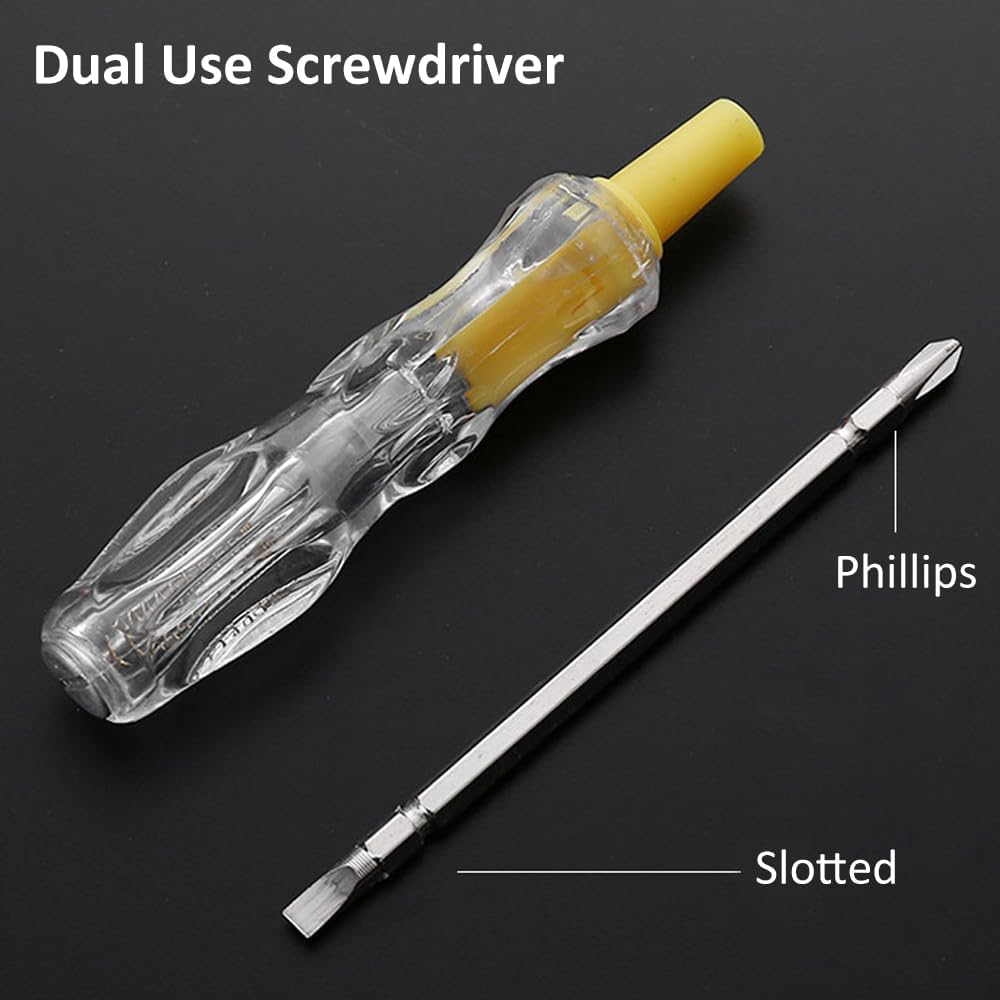 2 in 1 Screwdriver Voltage Tester, 2 Pieces Phillips and Flat Double Head Screwdriver Electric Test Pen DIY Hand Tool
