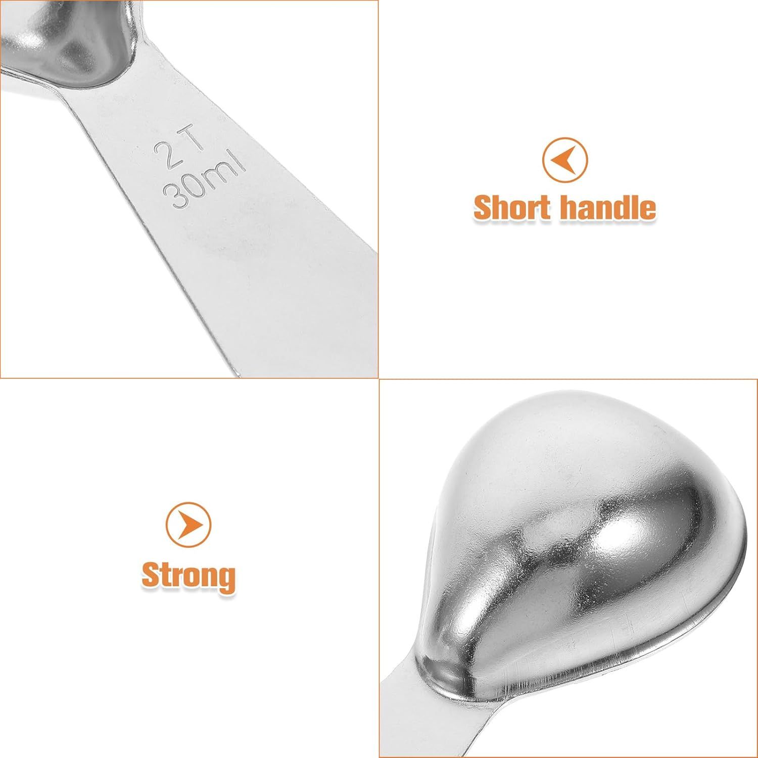 LIGIGWASH 2Pcs Stainless Steel Coffee Scoop 2 Tbsp 30Ml Measuring Spoons with Short Handle for Coffee Beans Tea and Baking Use