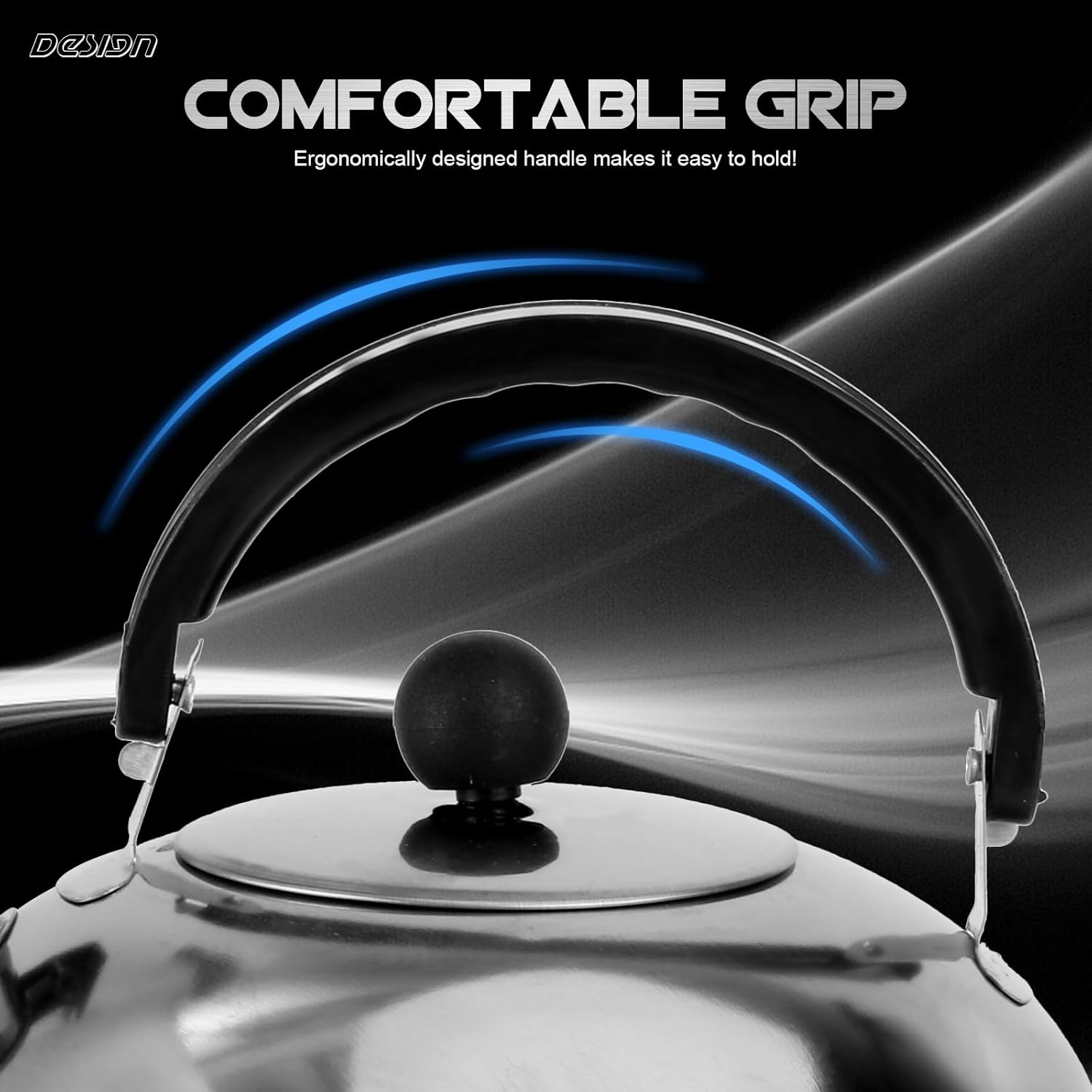 PRETYZOOM 2L Whistling Tea Kettle, Stovetop Water Boiler, Stainless Steel Water Boiling Pot with Plastic Handle Household Whistling Kettle Teapot image number 3