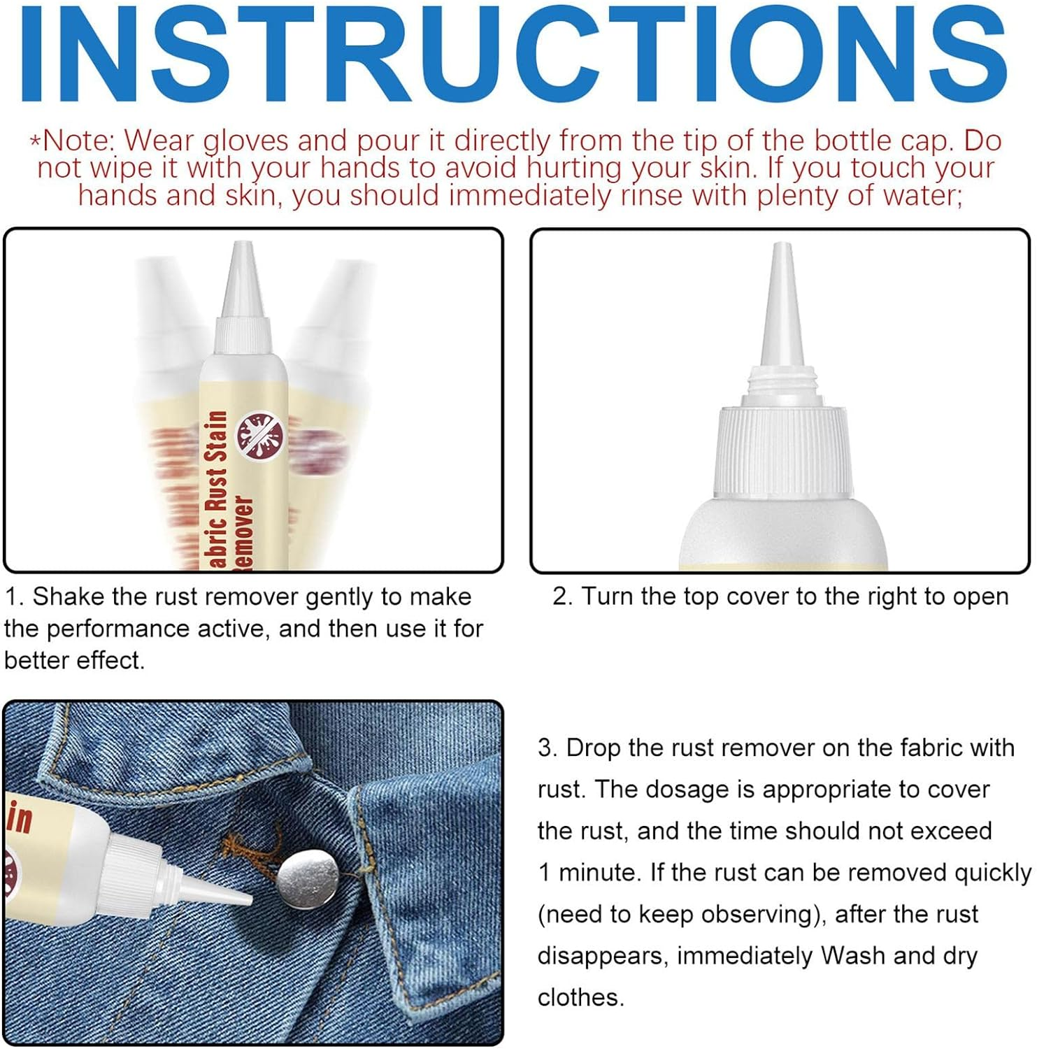 Fabric Stain Rust Remover - Strong Clothes Rust Yellow Remover,Clothes Macular Agent, Quick & Easy Dirt Spot Removal, Multi-Purpose Stain Agent 30/50/100Ml Dobooo image number 4