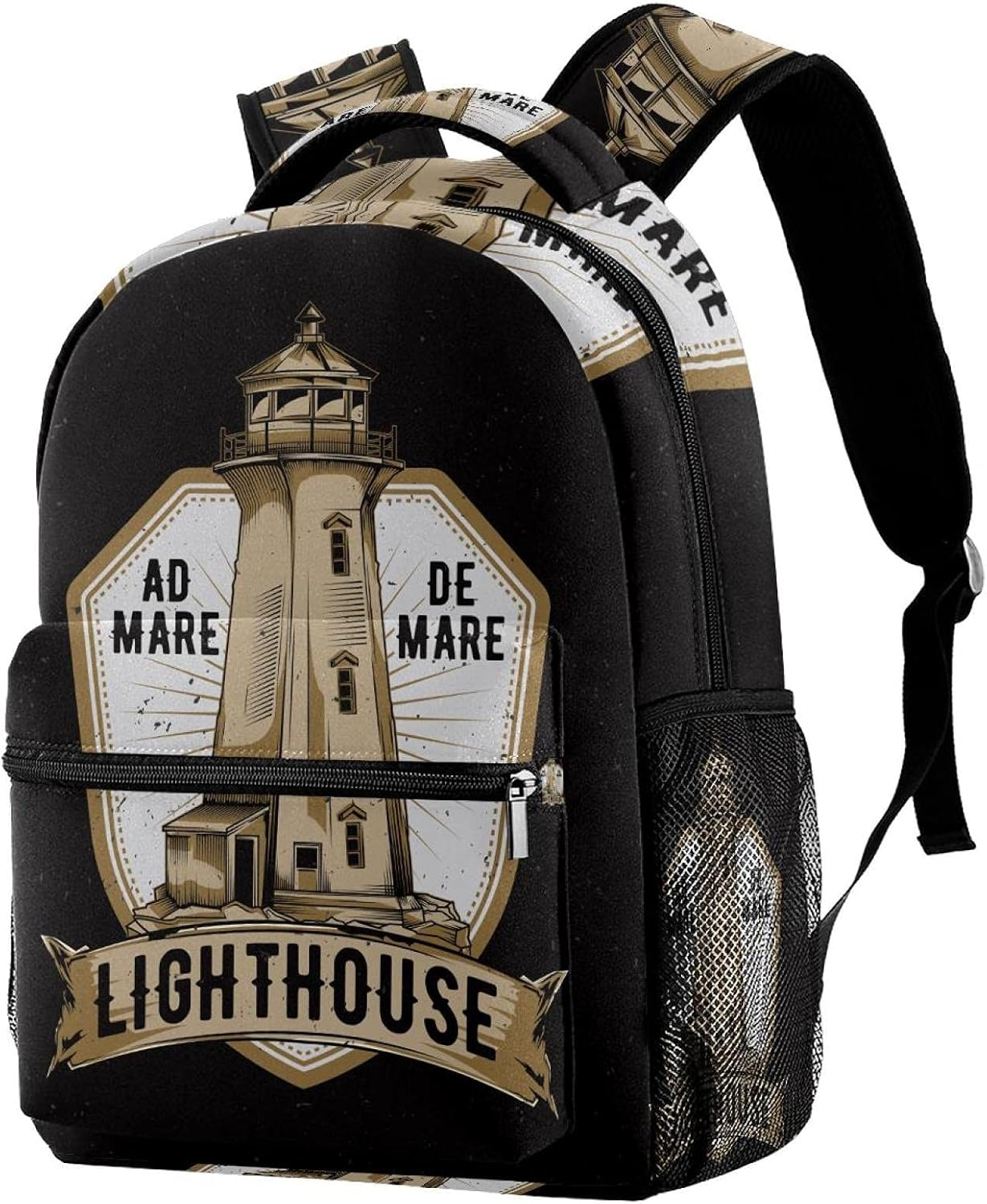 Illustration Old Lighthouse Backpack Students Shoulder Bags Travel Bag College School Tote Backpacks