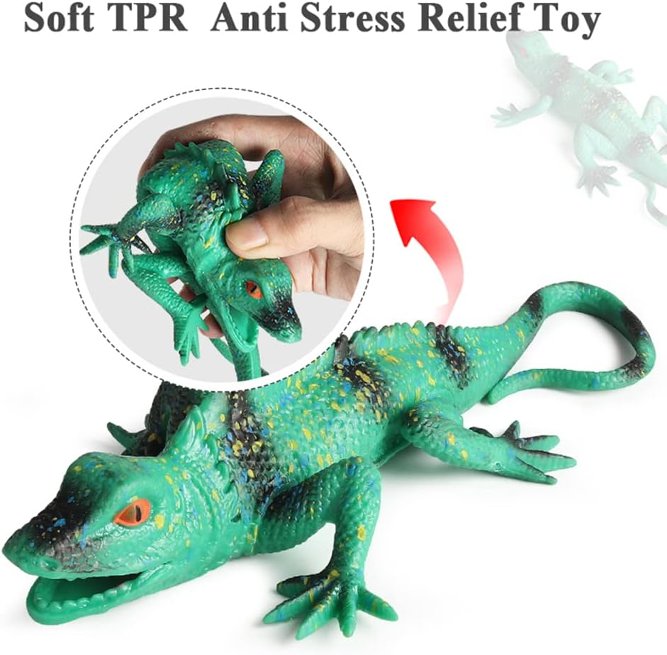 RCOMG 3PCS Realistic Lizard Toys, TPR Smelless Super Stretches, Stress Relief Squishy Rubber Animal Figures for Bath Pool Toy, Party Favor, Cake Topper image number 4