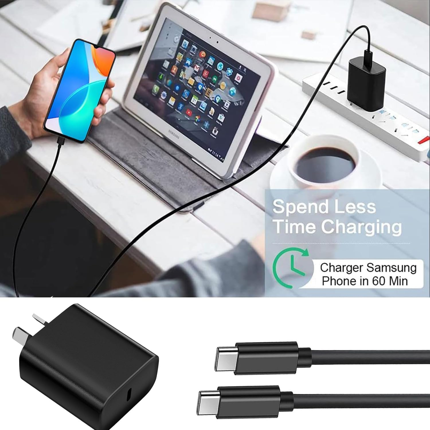 20W Fast Charger Cord Compatible with Samsung Galaxy S25, S24/S23/S22/S21 Edge/Ultra +, A17 A16 A15 A145G/A54/A03S/A13/A53/A23/A34/A24/A33 Android Type C Charger Charging Cable Replacement (1.5M) image number 6