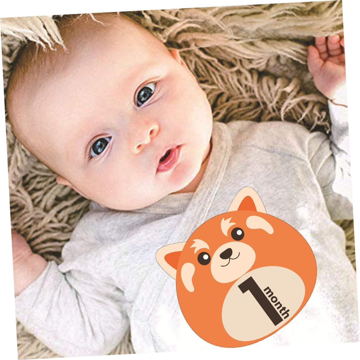 12 Sheets Milestone Stickers Animal Design Self-Adhesive Monthly Decals Reusable for Newborn Photo Albums and Growth Tracking