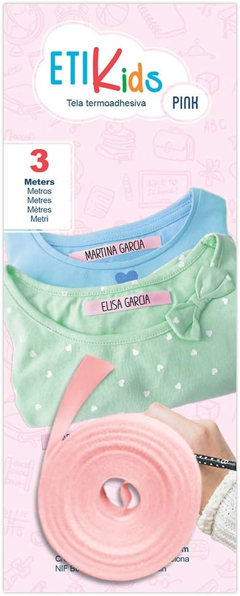 Write on Tape, Iron on Fabric Labels for Clothes Marking, Thermo-Adhesive Name Labels, School & Nursery Use, 3M X 1Cm Roll, Cotton (White)