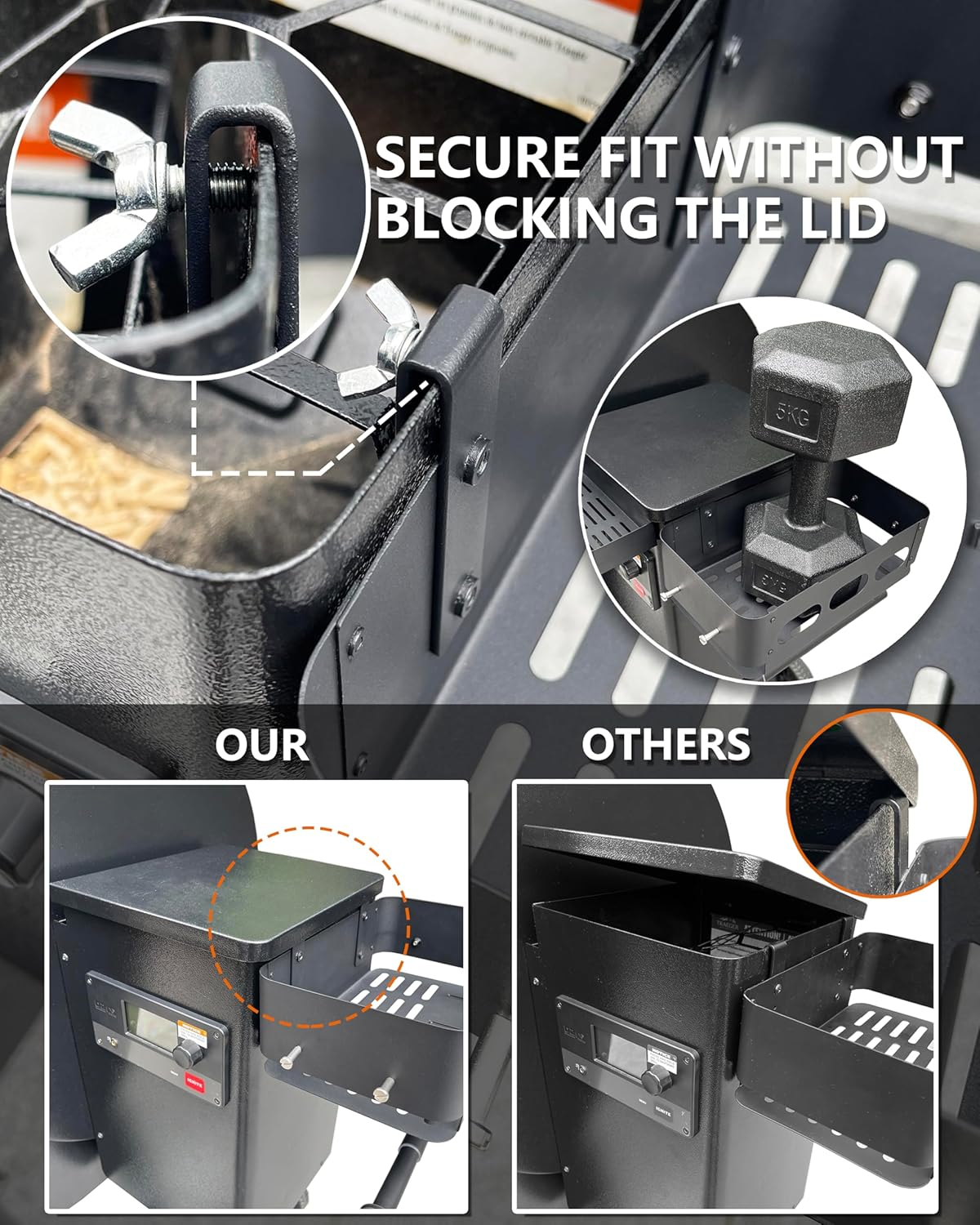 Storage Bin for Traeger Pellet Grill Caddy with Paper Towel Holder, Temperature Probe Box, and Hanging Hooks &ndash; Smoker Accessories for Traeger Pro Series 22/34, Ironwood 885/650, Pro 780/575, Pit Boss image number 4