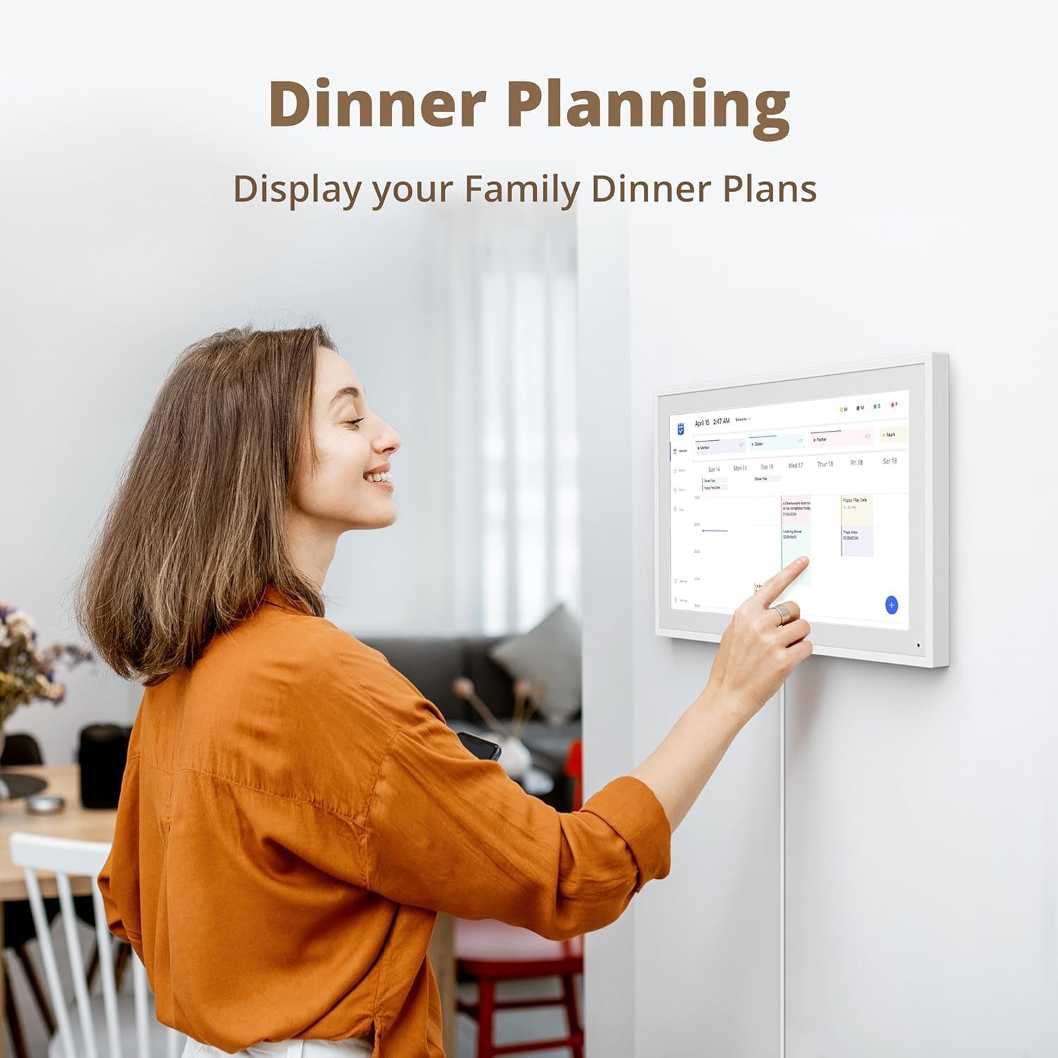 Digital Calendar 15.6Inch Smart Calendar & Full HD Chore Chart & Electronic Calendar for Home, Smart WIFI Touchscreen Interactive Display for Family Schedules, Wall-Mounted (15.6 Inch White) - 15.6 Inch White image number 4