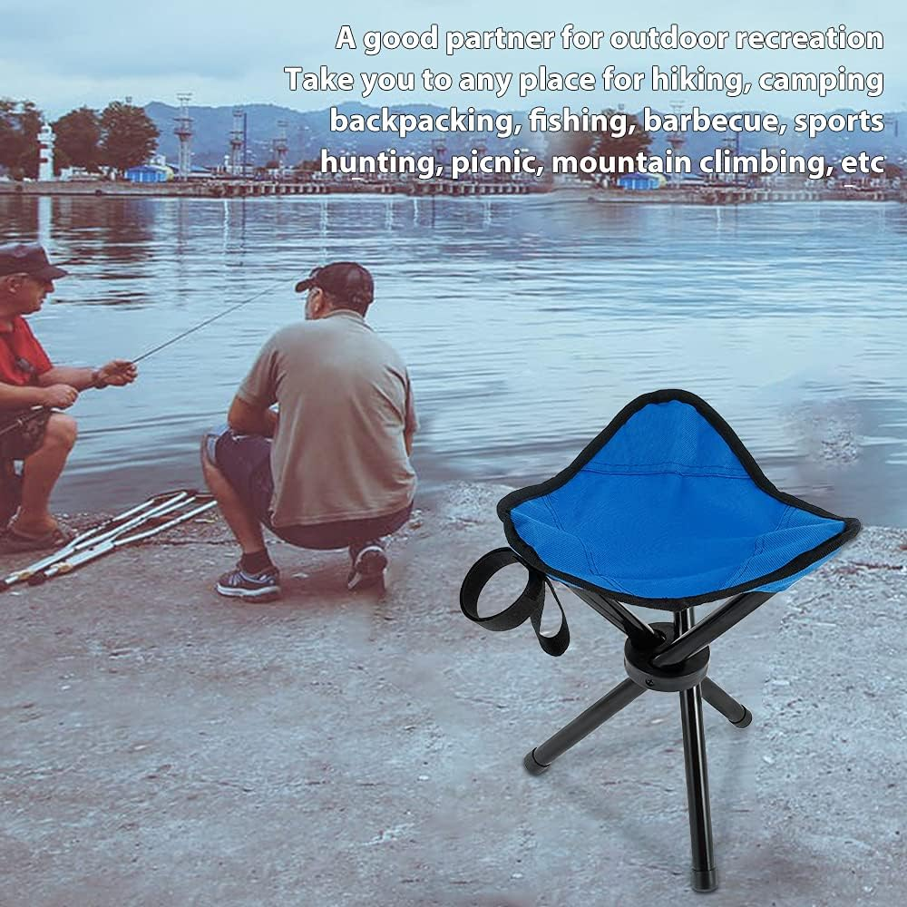 3-Legged Compact Camping Stool,600D Oxford Cloth Folding Tripod Chair,Mini Lightweight Portable Folding Seat,Picnic Stool for Camping Walking Fishing Travel Hiking Garden Beach (Blue) image number 3