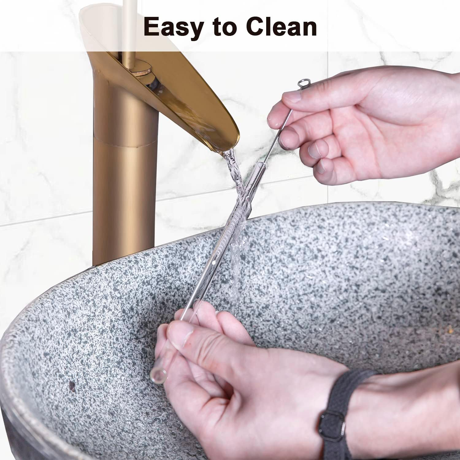 Teal Reusable Straws Glass: Colored Glass Straws Bent Thick 8Mm 9 Inch Long with Travel Case for Iced Coffee and Hot Drinks image number 4