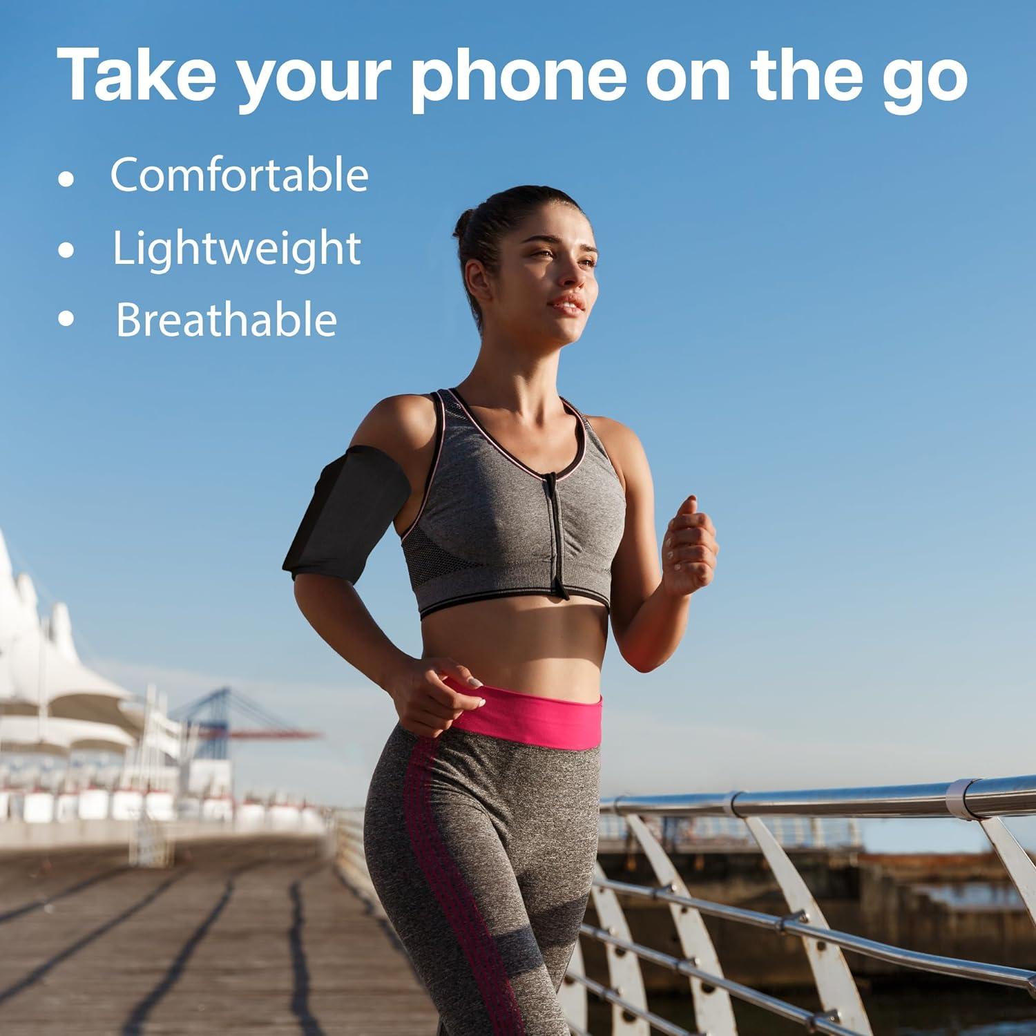 MMOBIEL Phone Holder for Running Stretchable - Size M - Armband 8 to 12 Inch Arm Circumference - Sports Armband Arm Phone Holder for Running, Cycling and Other Sports for All Phones - Black image number 5