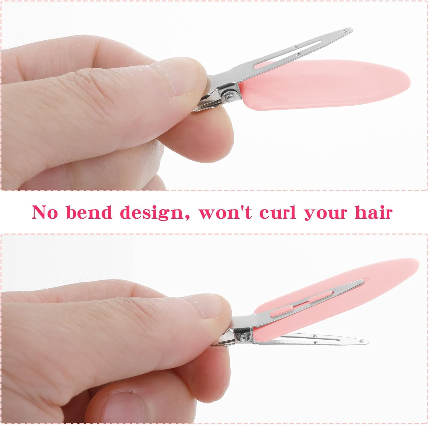 Abeillo 8 Pcs Makeup Hair Clips for Makeup, No Bend Hair Clips No Crease Hair Clips Seamless Hair Barrettes Clamps, Flat Hair Clip for Girls Woman Makeup Bangs Hair Styling (Pink, Blue)