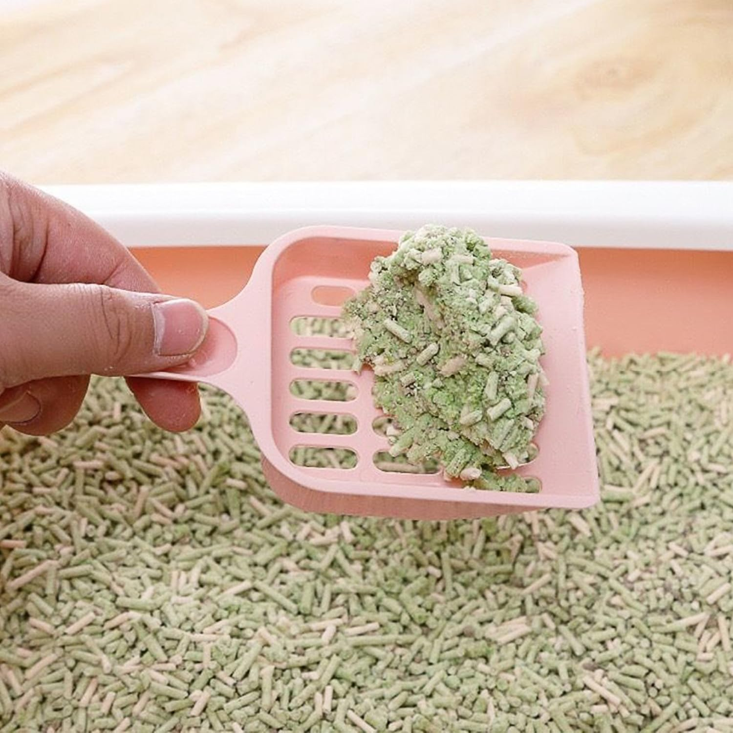 BIFHIG 4 Pieces Cat Litter Scoop, Plastic Cat Poop Scoop, Grid Cat Shovel, Pet Cleaning Agent