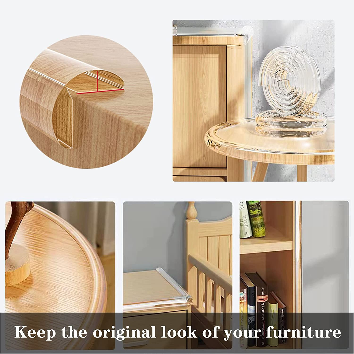 Clear Edge Protector Silicone Guards Strip, Soft Corner Protectors for Kids, Self-Adhesive Baby Proofing for Furniture against Sharp Corners for Drawers, Cabinets, Tables(Width 1Cm image number 5