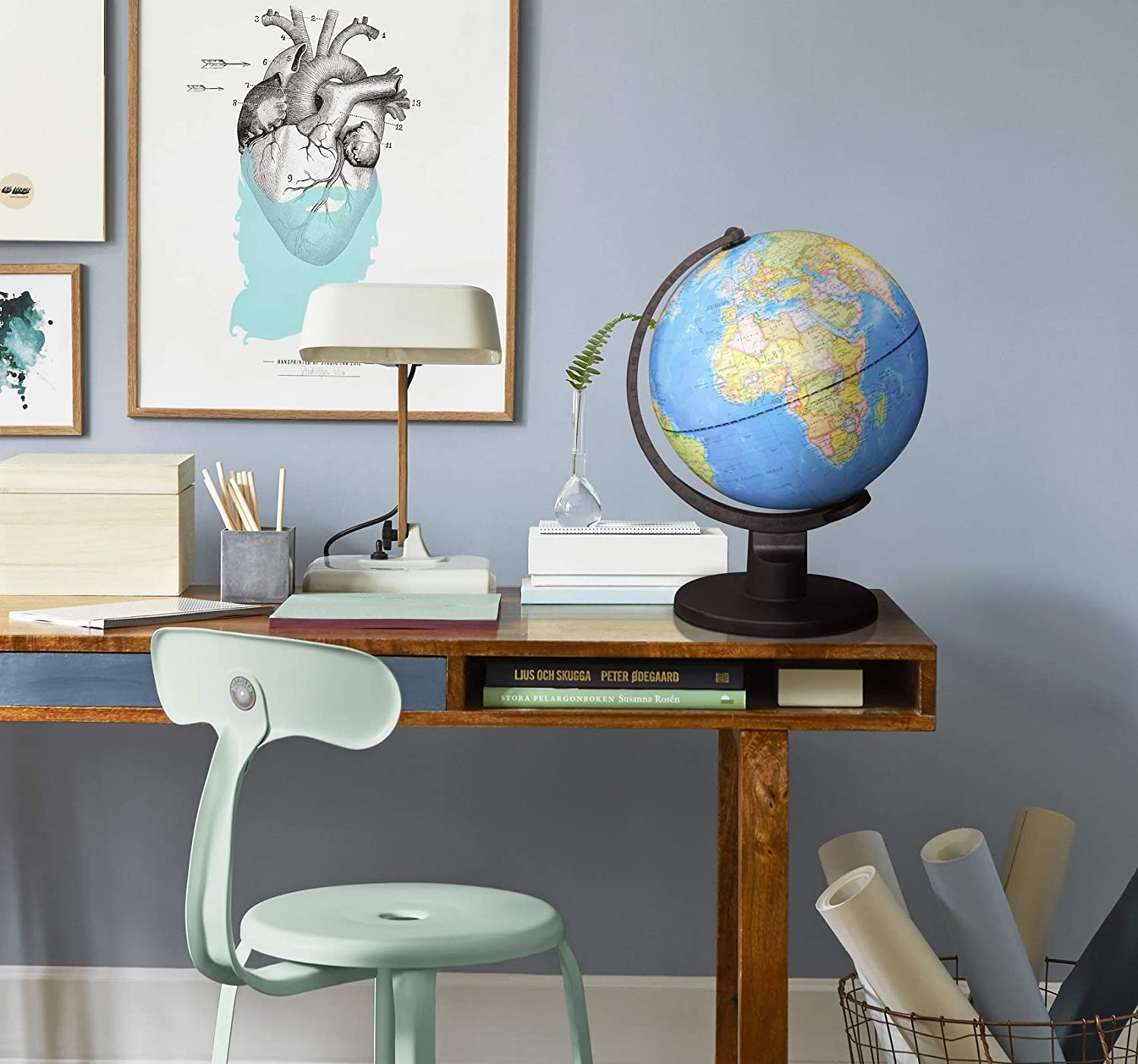 Exerz 25Cm World Globe Educational, Political Map Swivel Rotating Desk Earth Globe - Geography Learning Home School Office - Diameter 25Cm image number 5