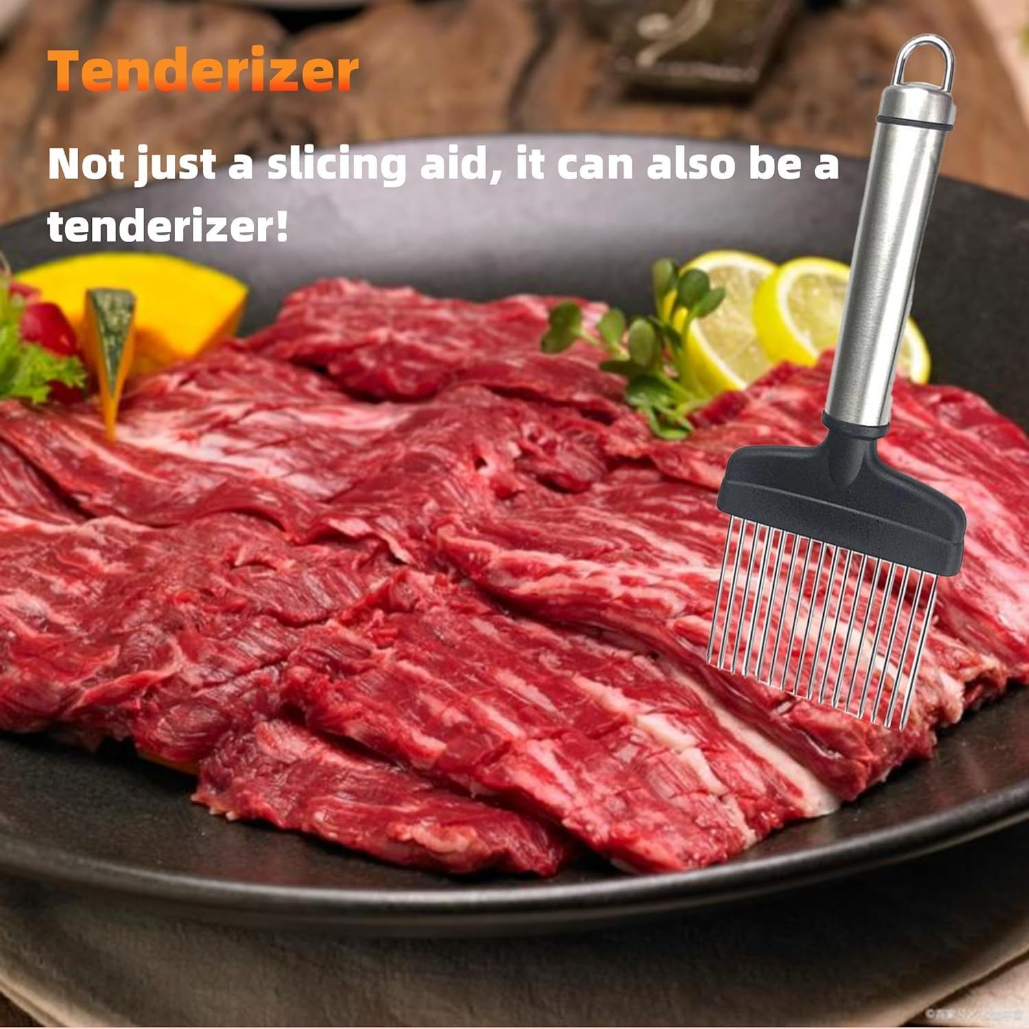 Onion Holder Forslicing, Onion and Lemon,Slicer Cutter Forslicing Kitchen Gadget, Vegetable Cutter for Potato Tomato Avocados Eggs, Foodslicer Assistant Tool For,Slicing Stainless Steel image number 1