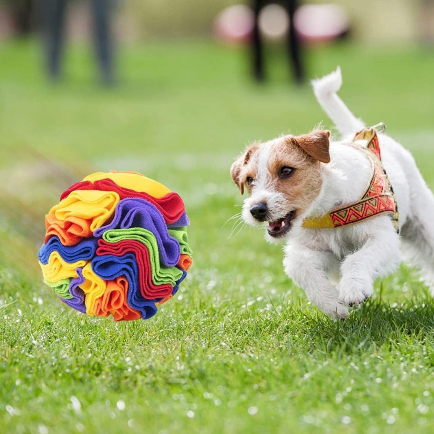 &zwnj;Snuffle Ball Dog Toy, Mental Stimulation & Anxiety Relief Washable Cloth Sniffle Ball for Small Medium Large Breed Dogs (Colorful) image number 3